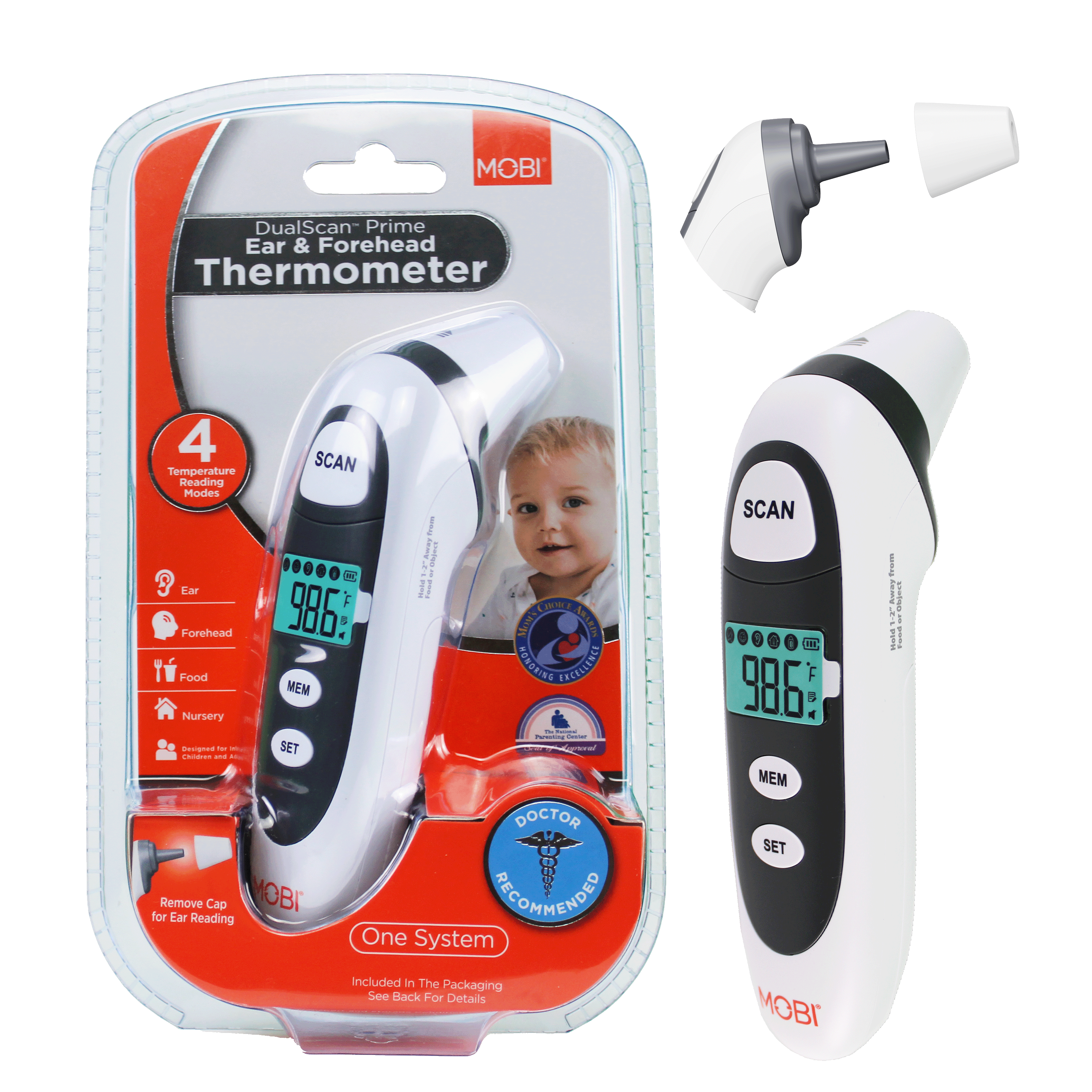 Mobi DualScan Prime Digital Forehead & Ear Thermometer