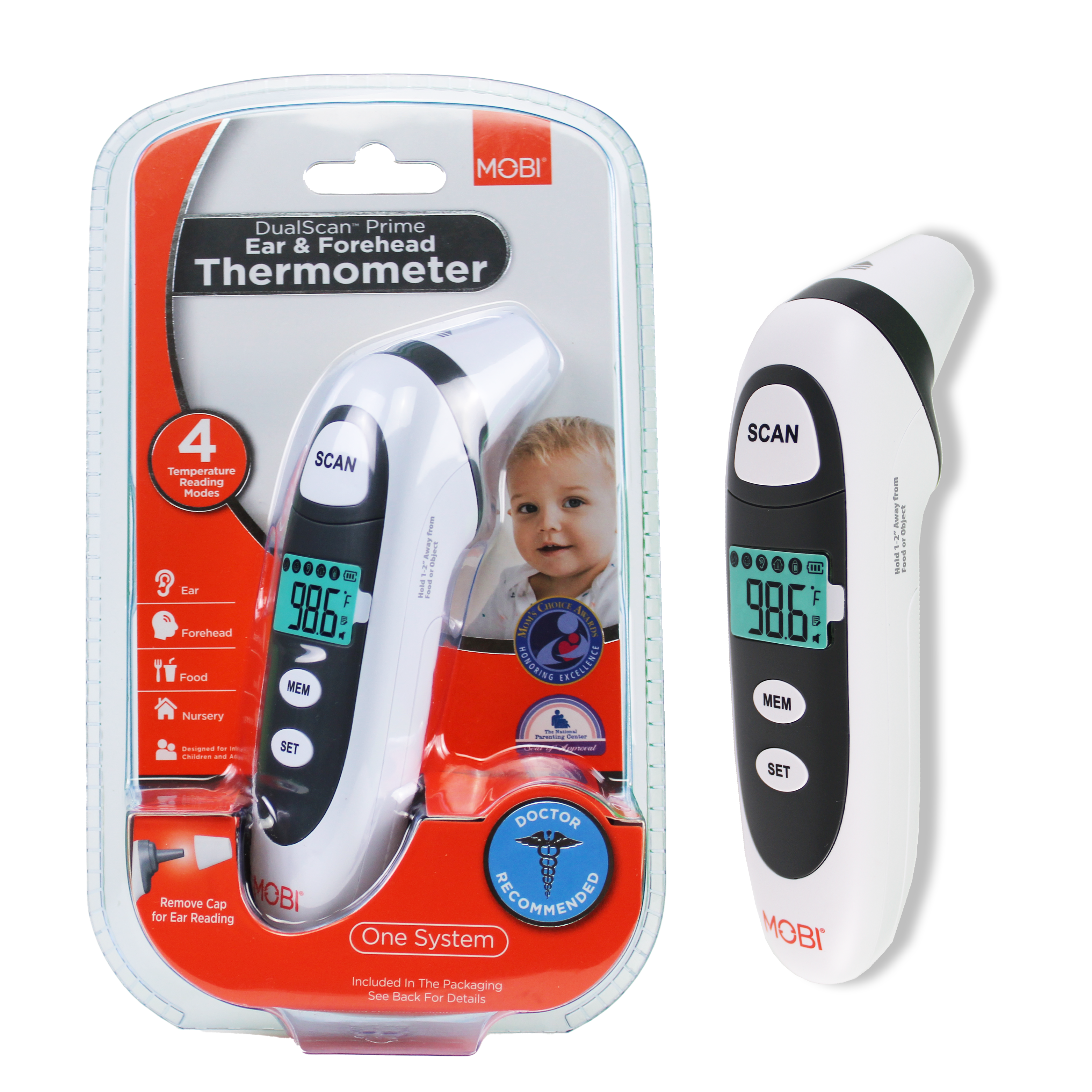 Mobi DualScan Prime Digital Forehead & Ear Thermometer