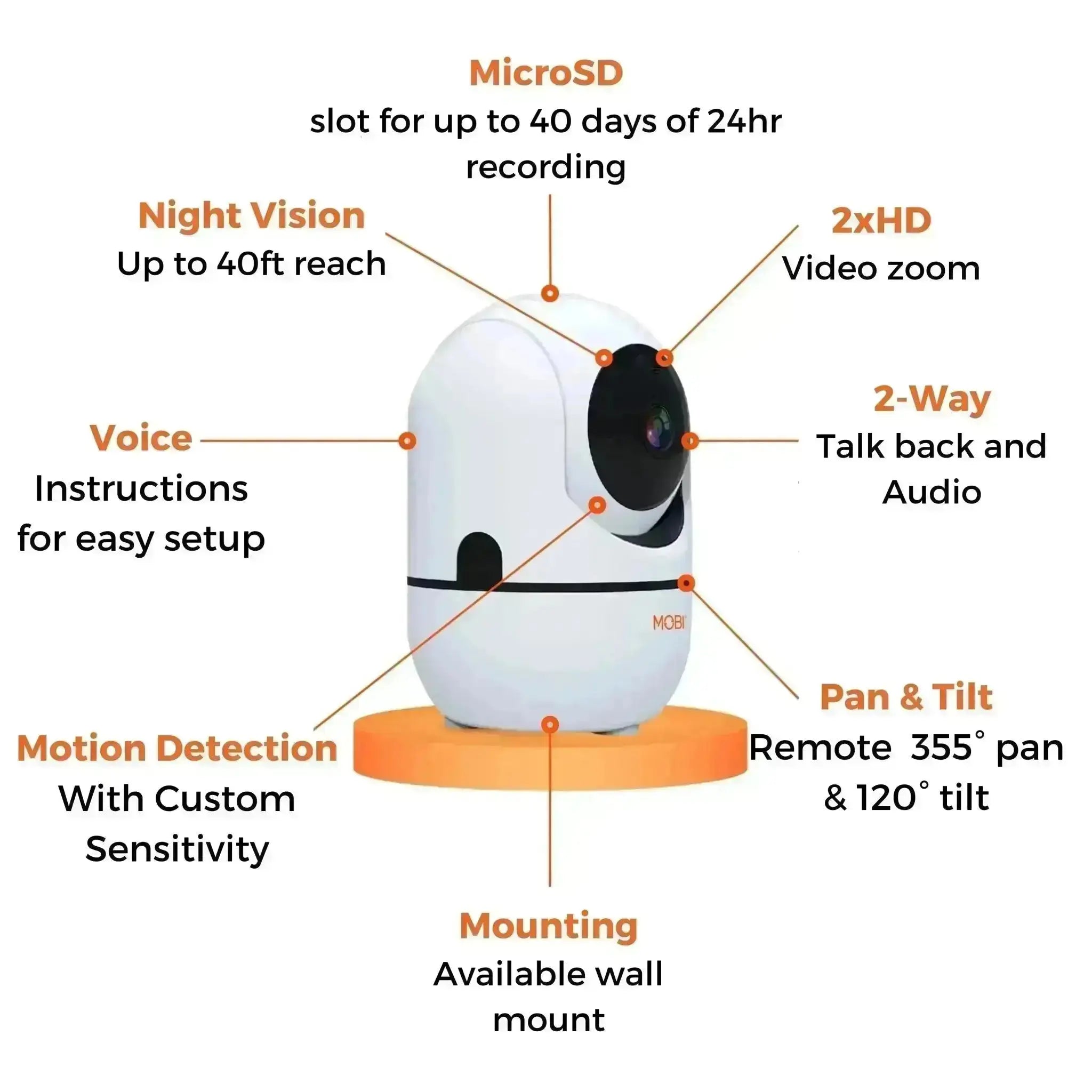MobiCam HDX Smart Pet Pan & Tilt Camera - MOBI USA