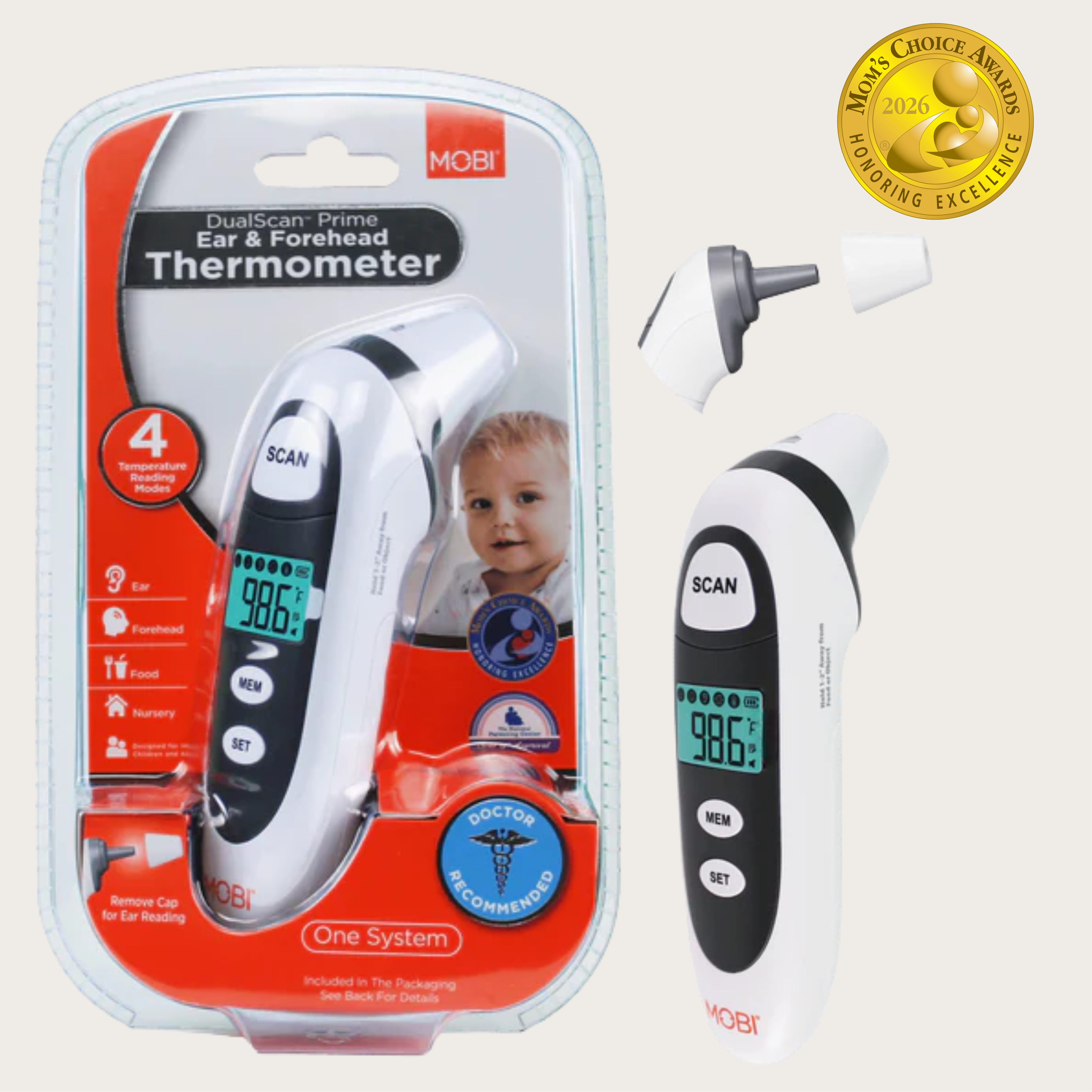 Mobi DualScan Prime Digital Forehead & Ear Thermometer