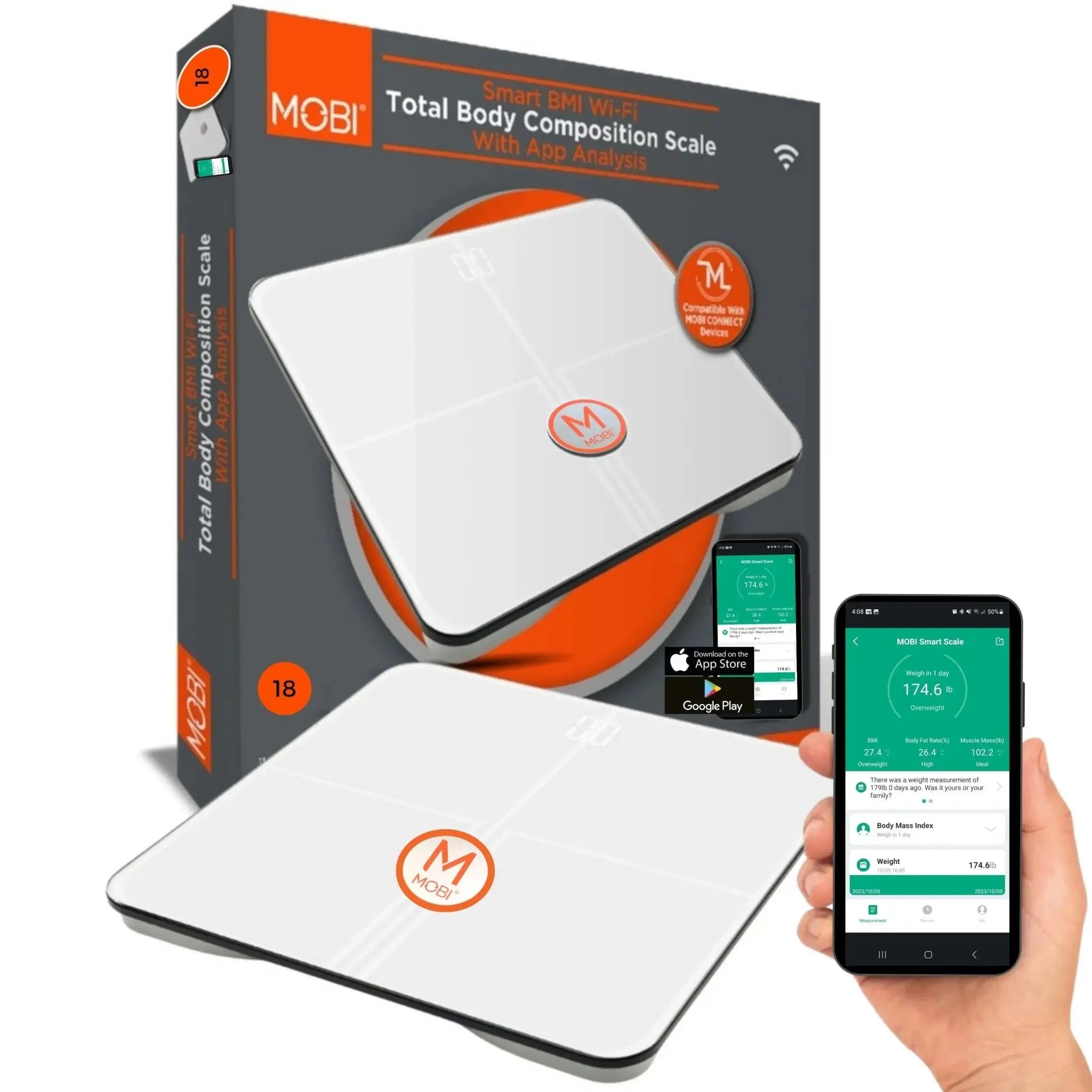 Smart BMI Wi-Fi Total Body Composition Scale with 18 Body Measurements