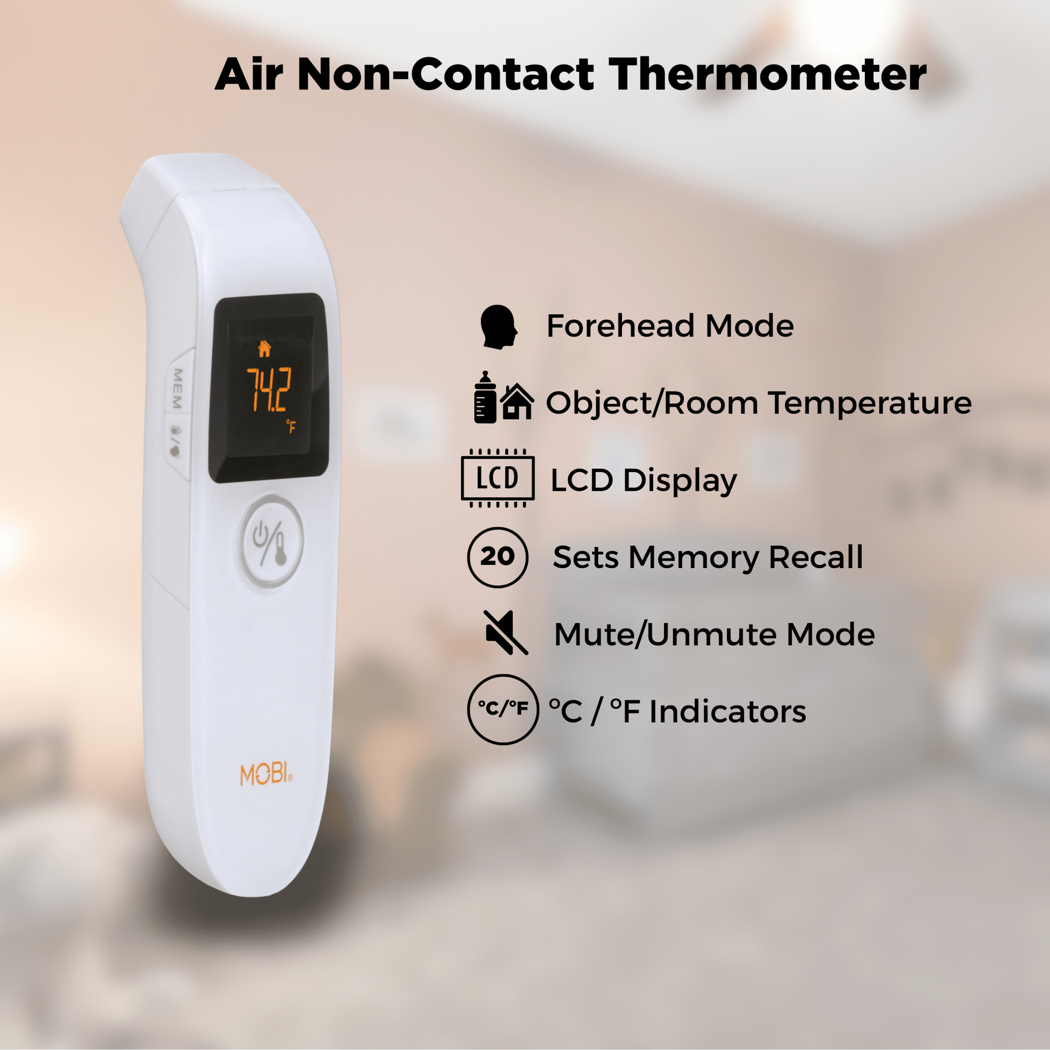 Air Non - Contact Digital Forehead Thermometer - MOBI USA