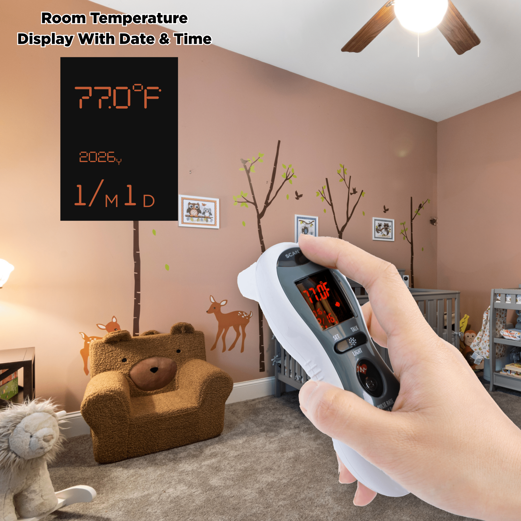 DualScan Ultra Pulse Talking Ear & Forehead Thermometer with 10+ Features - MOBI USA