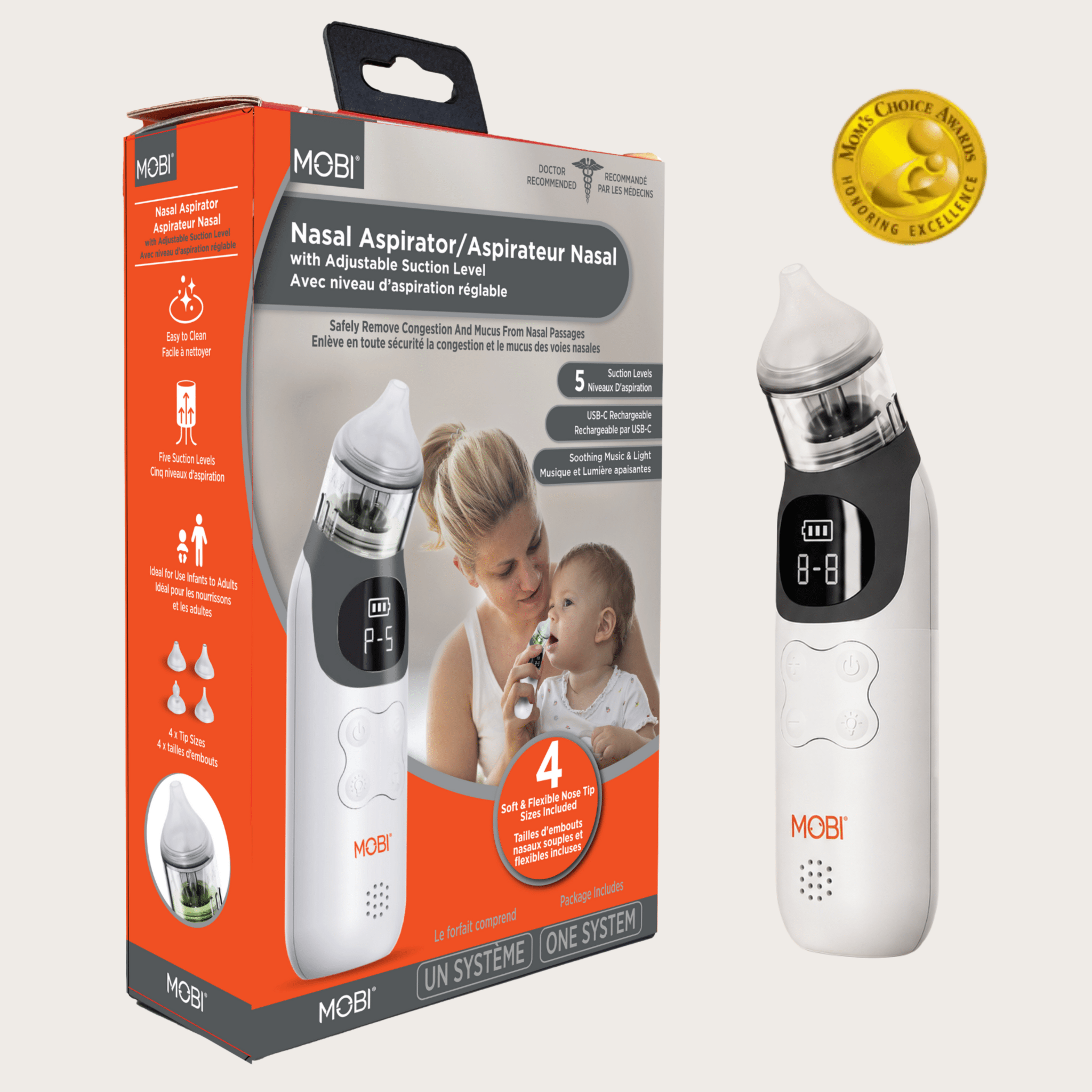 MOBI Automatic Baby Nasal Aspirator, 5-Level Suction, Night Light - MOBI USA