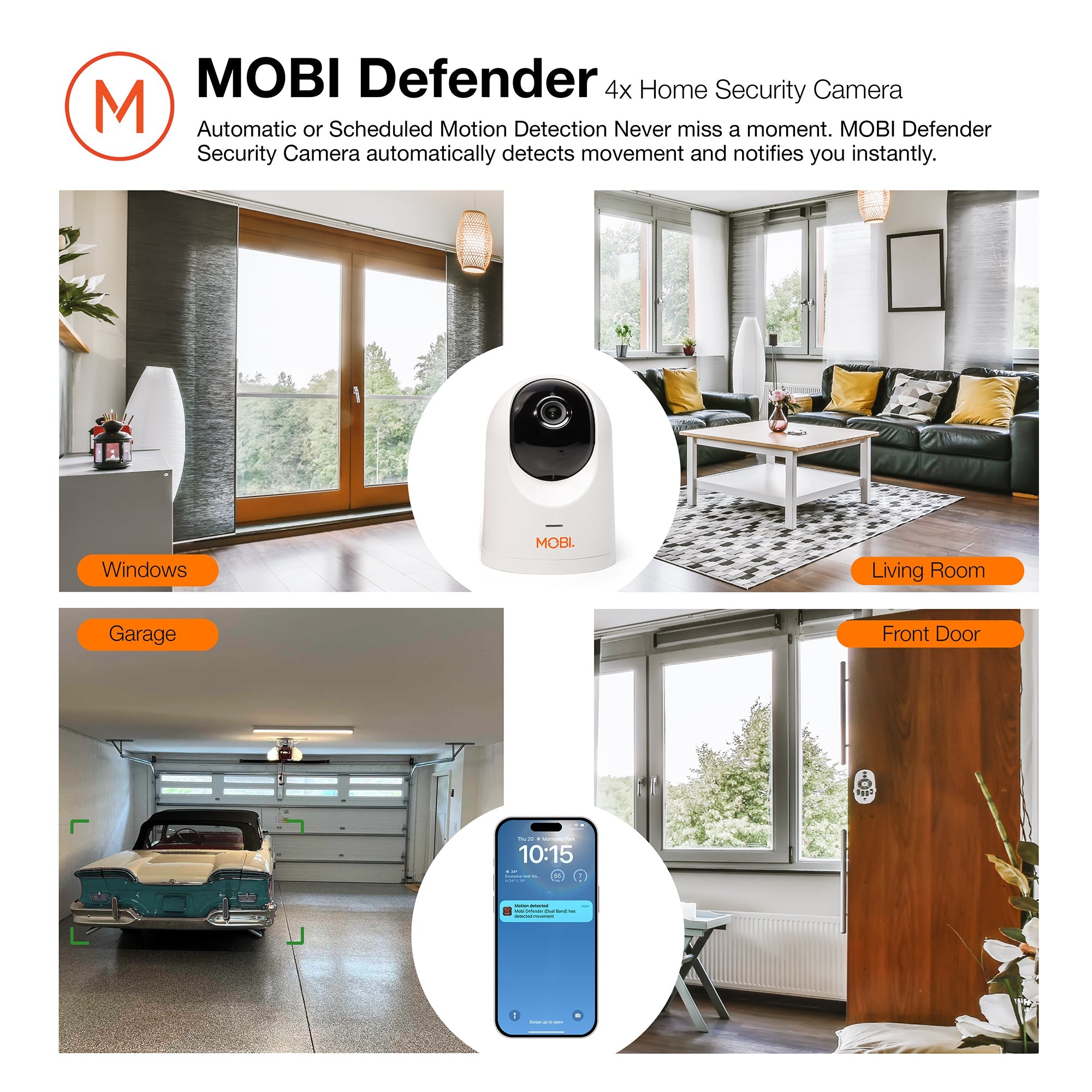 MOBI Defender - 4 Pack Smart Home Security Cameras - MOBI USA