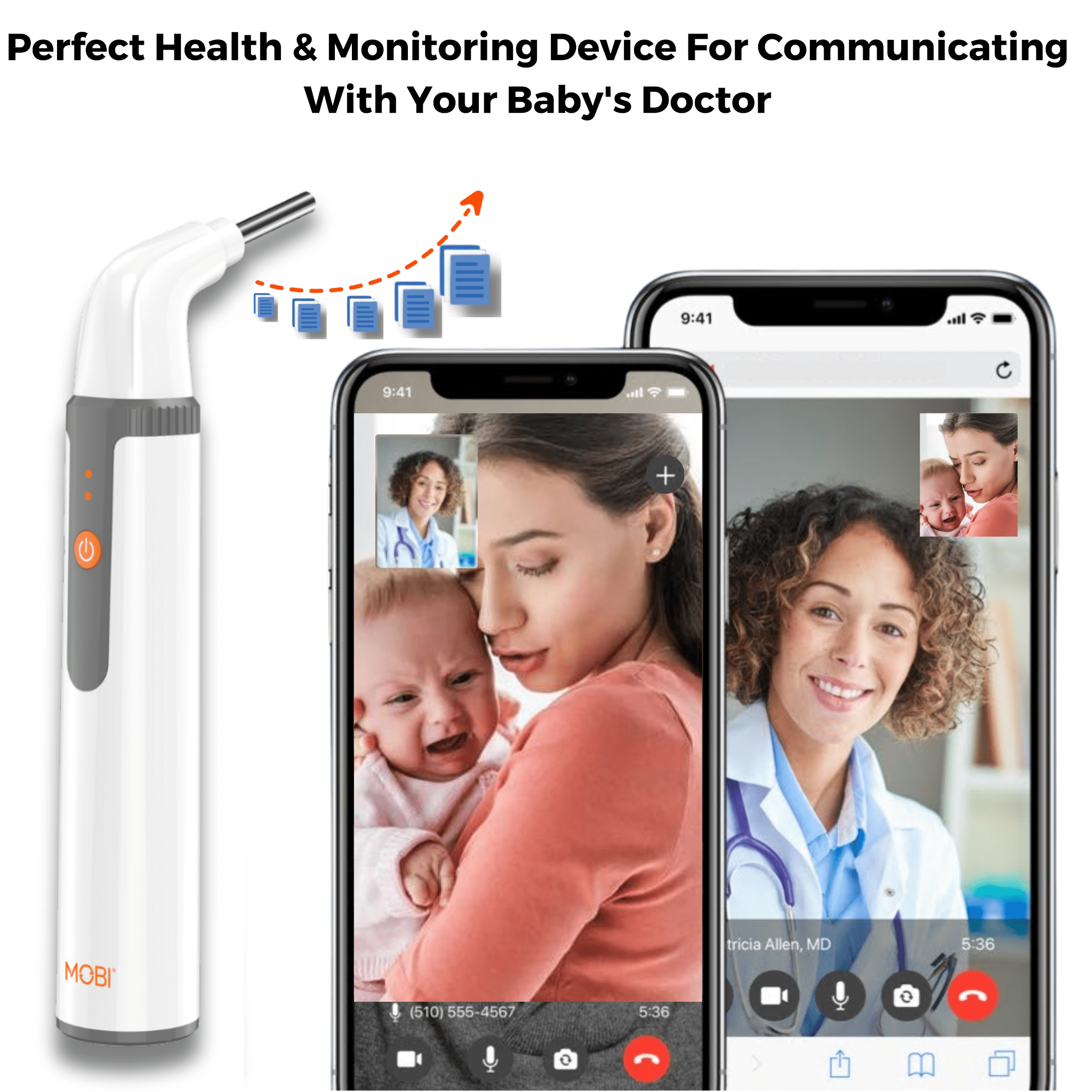 MOBI Ear, Nose & Throat Smart Otoscope Jr. HD Camera - 1080P HD Lens, Multi - Axis Gyroscope, 6 LED Lights, 90+ Min Use, - MOBI USA