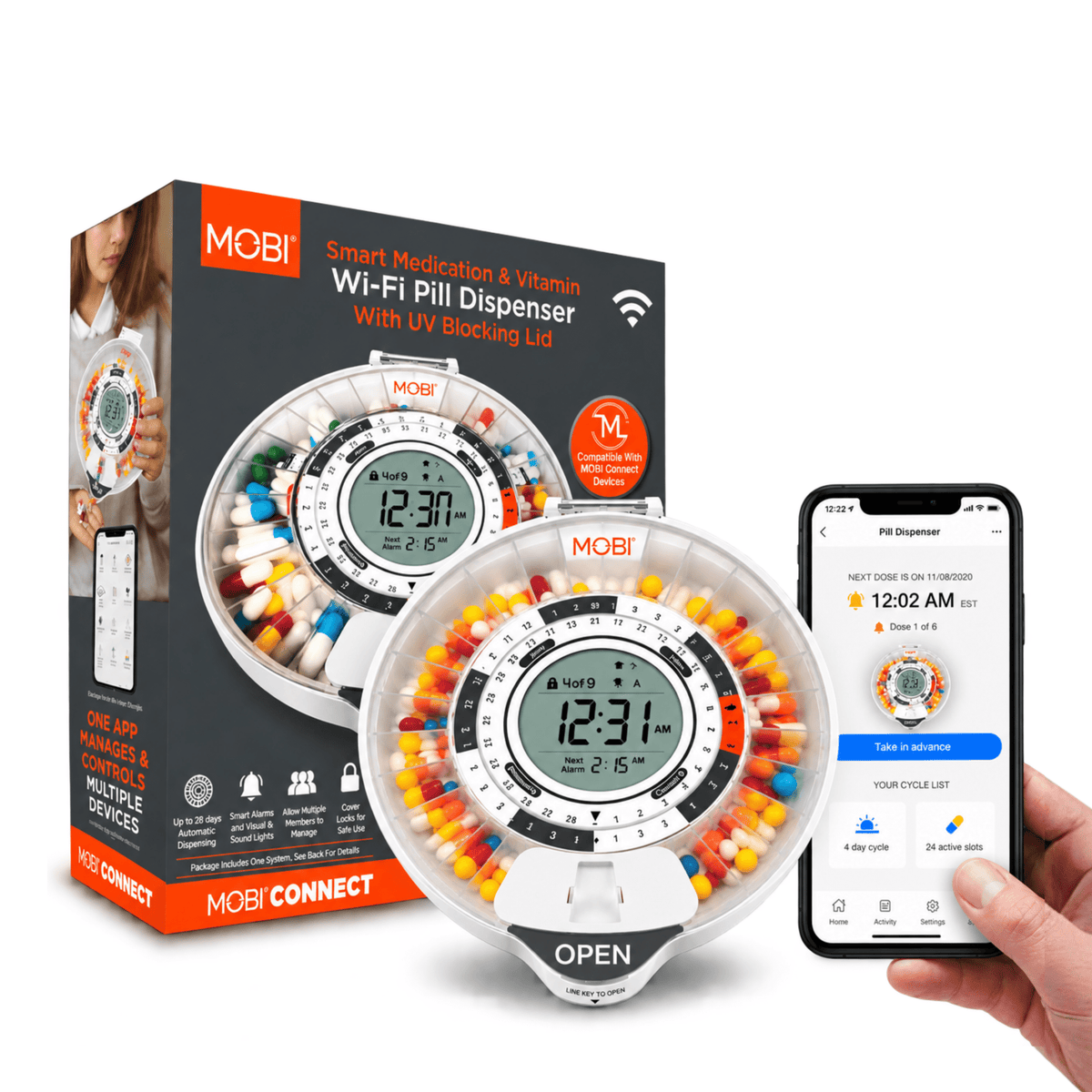 MOBI Smart Dual Band Wi-Fi Pill/Medication Dispenser With 28 Day Capacity - MOBI USA