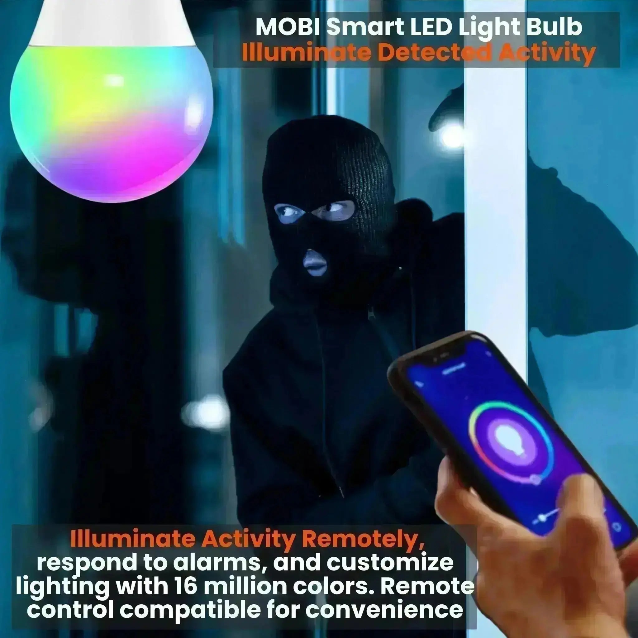MOBI Smart HomeGuard Security Bundle: 1x Camera, 2 x Door/Window Sensor, and 1 x LED Bulb - Expandable by Adding Additional Monitoring Devices - MOBI USA