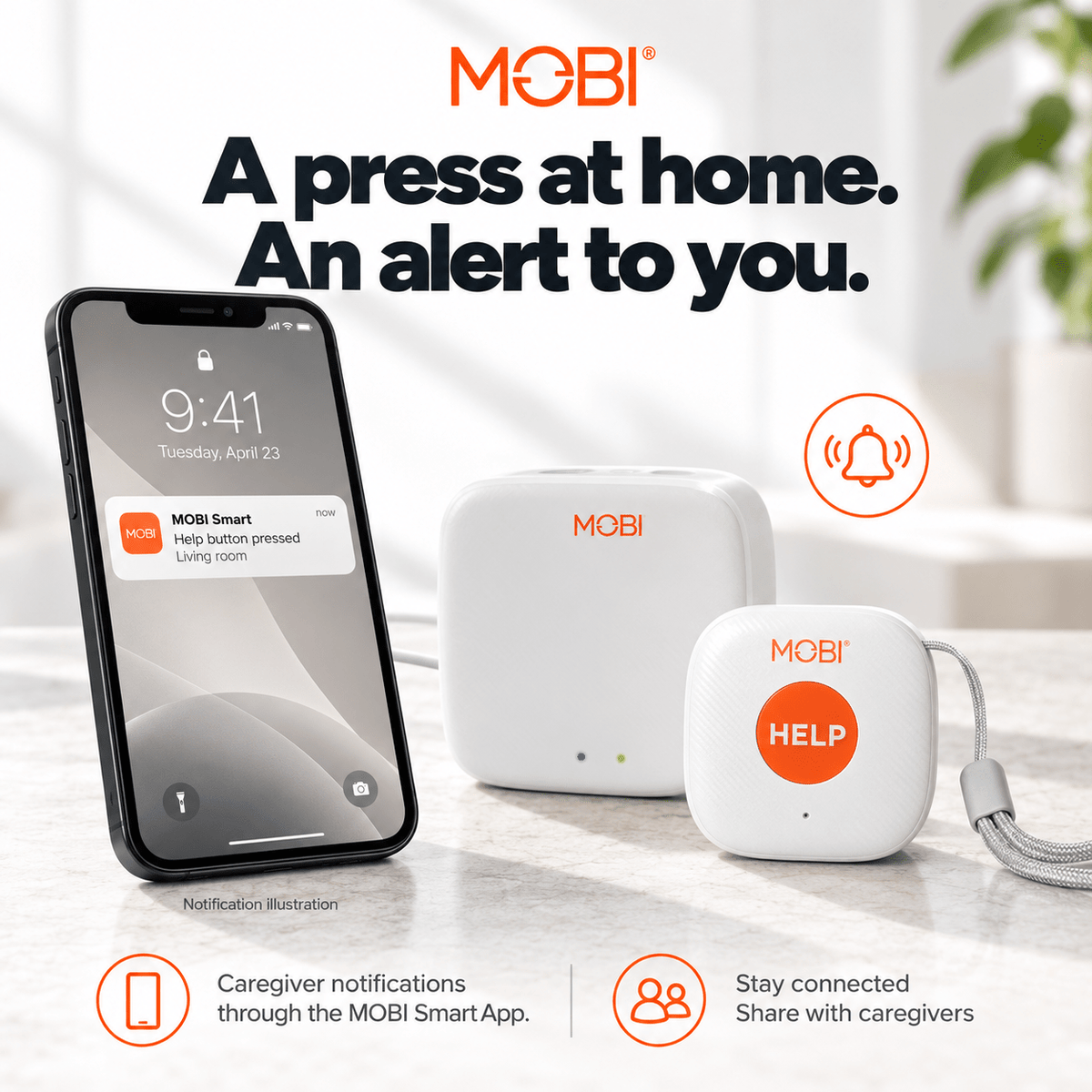 MOBI Smart Wi-Fi Caregiver Support Monitoring System & Alert Button - MOBI USA