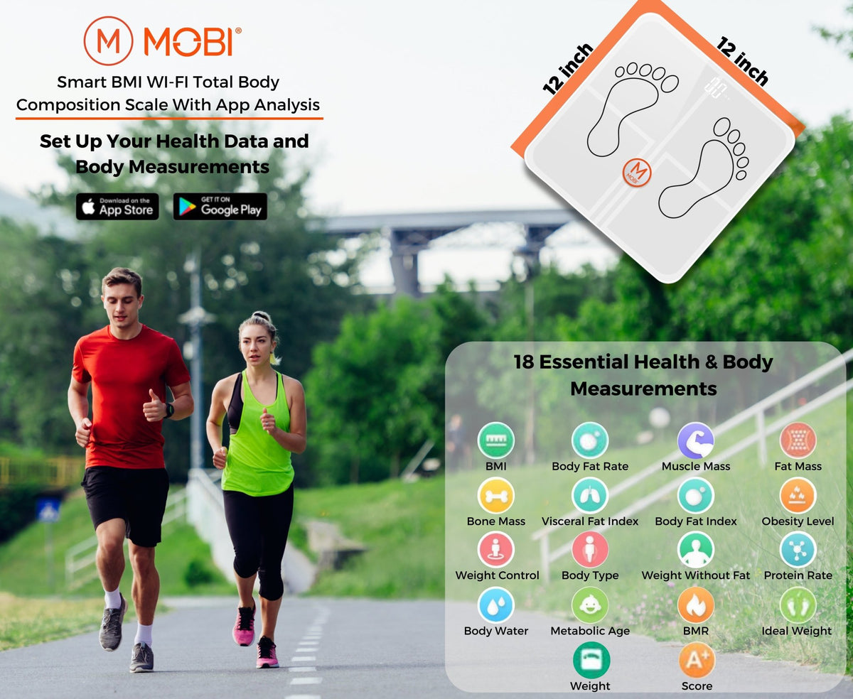 MOBI Smart Wi-Fi Scale BMI Total Body Composition 18 Total Body Measurements - MOBI USA
