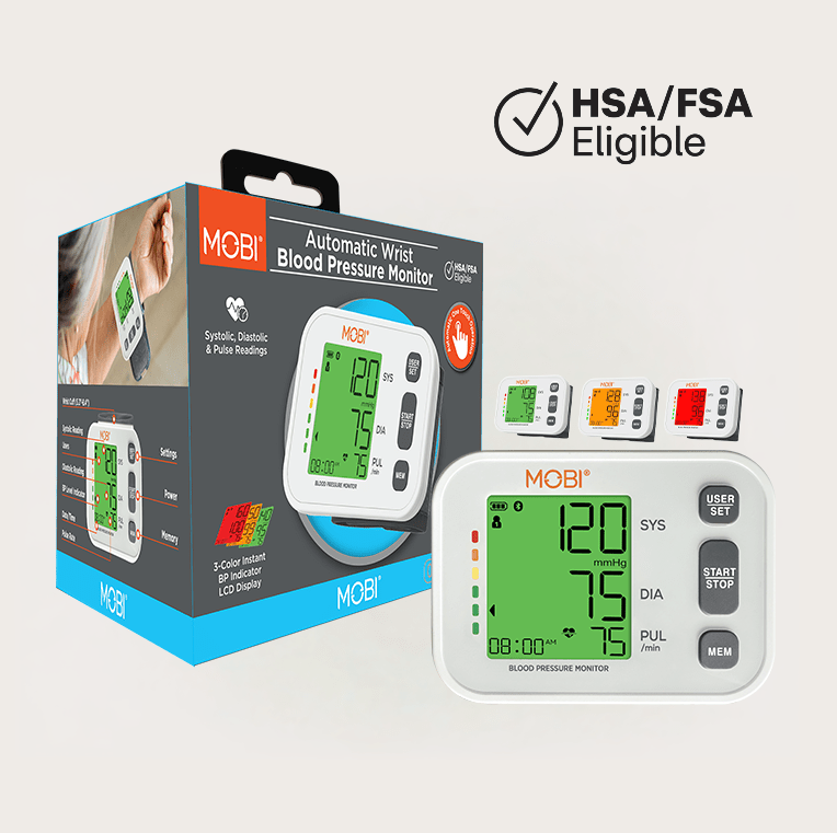 MOBI Wrist Blood Pressure Monitor with Large LCD & Auto Memory - MOBI USA