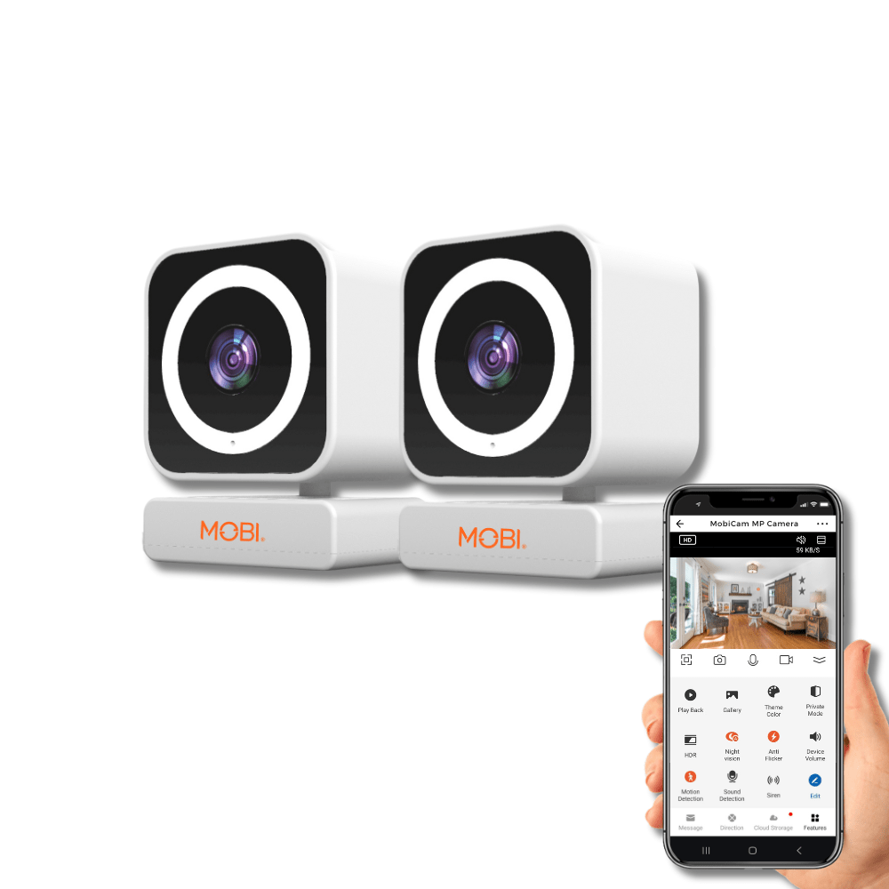 MobiCam MP Smart Baby & Home Monitor Camera, MobiCam MP Pet Camera, AI Motion Detection, 3 Megapixel, 2 - Way Audio, Night Vision, Dual - Band Wi - Fi (2.4/5GHz), BLE Connectivity, Fast 30 - Second Setup - MOBI USA