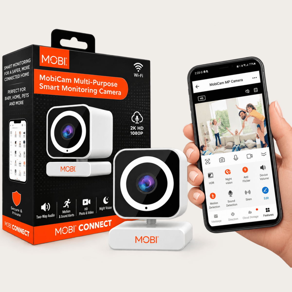 MobiCam MP Smart Nursery & Home Camera – 3MP 1080p, Dual Band Wi‑Fi, Night Vision - MOBI USA