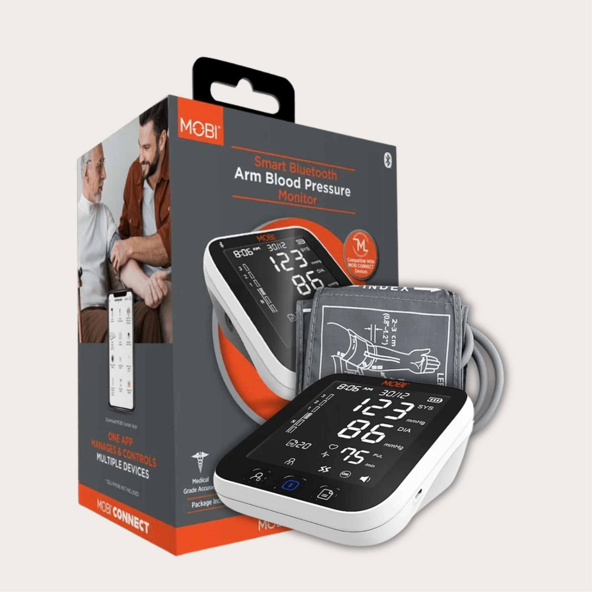Smart Bluetooth Blood Pressure Monitor With Adjustable Arm Cuff - MOBI USA