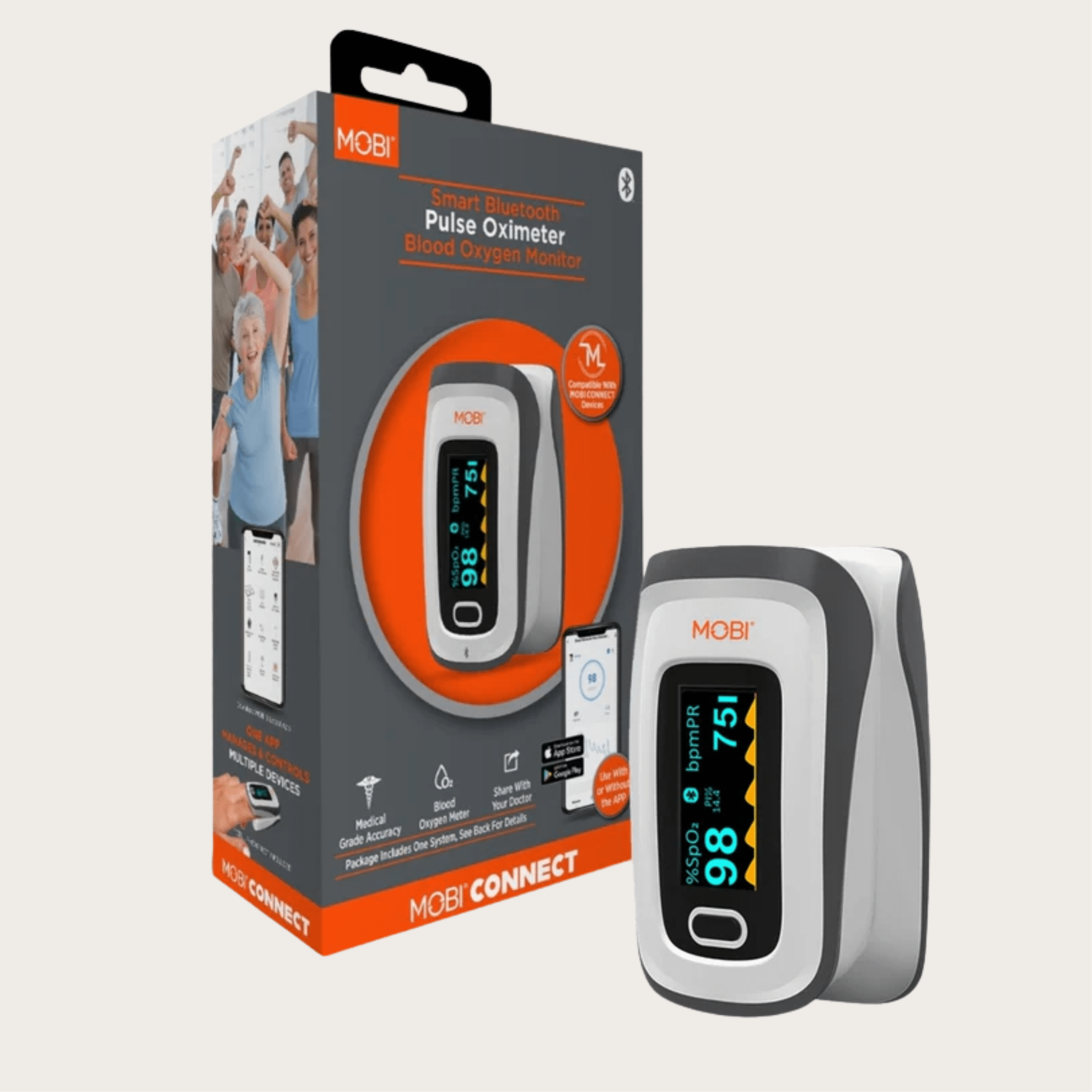 Smart Fingertip Bluetooth Pulse Oximeter - MOBI USA