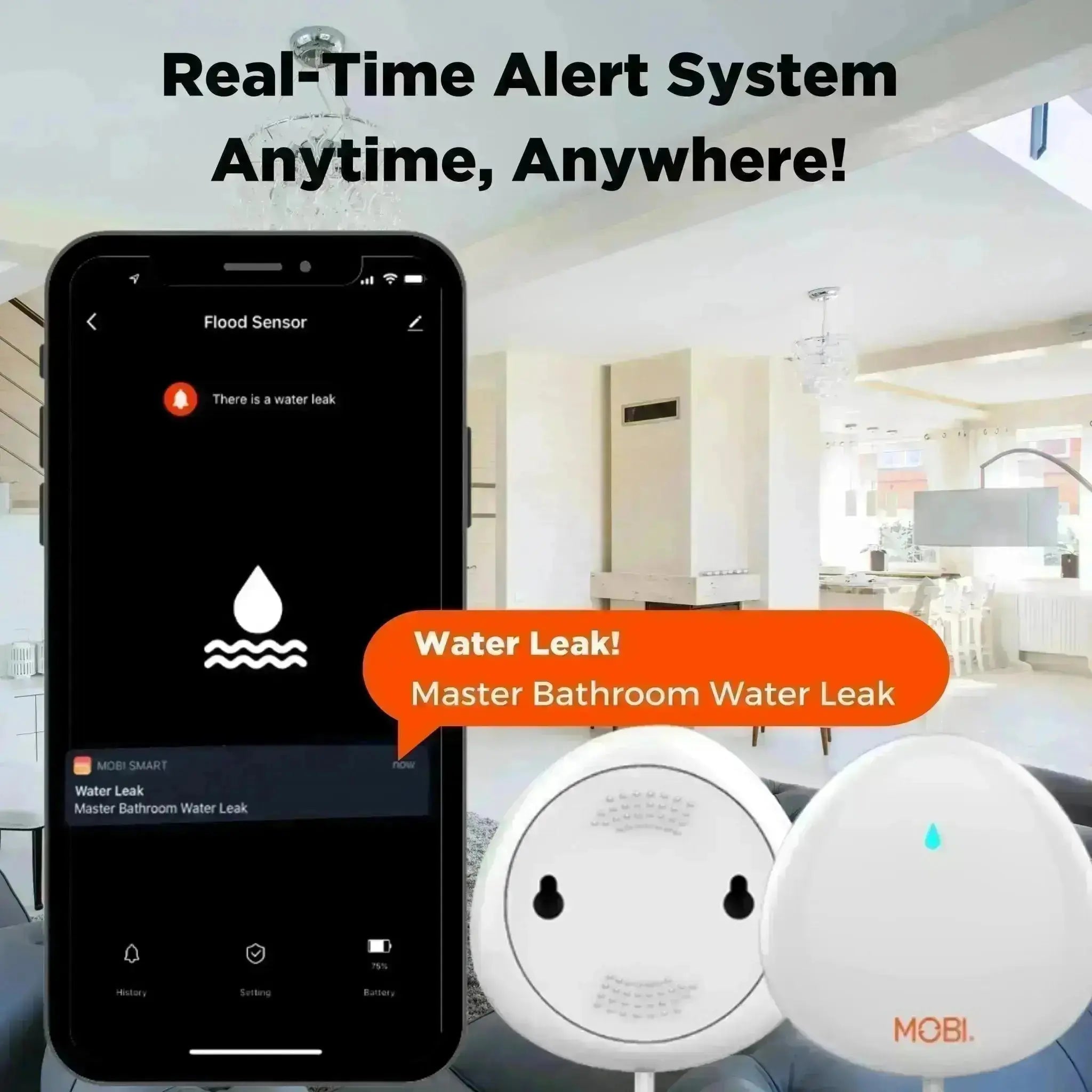 Smart Wi - Fi Water Leak Alert Sensor - MOBI USA