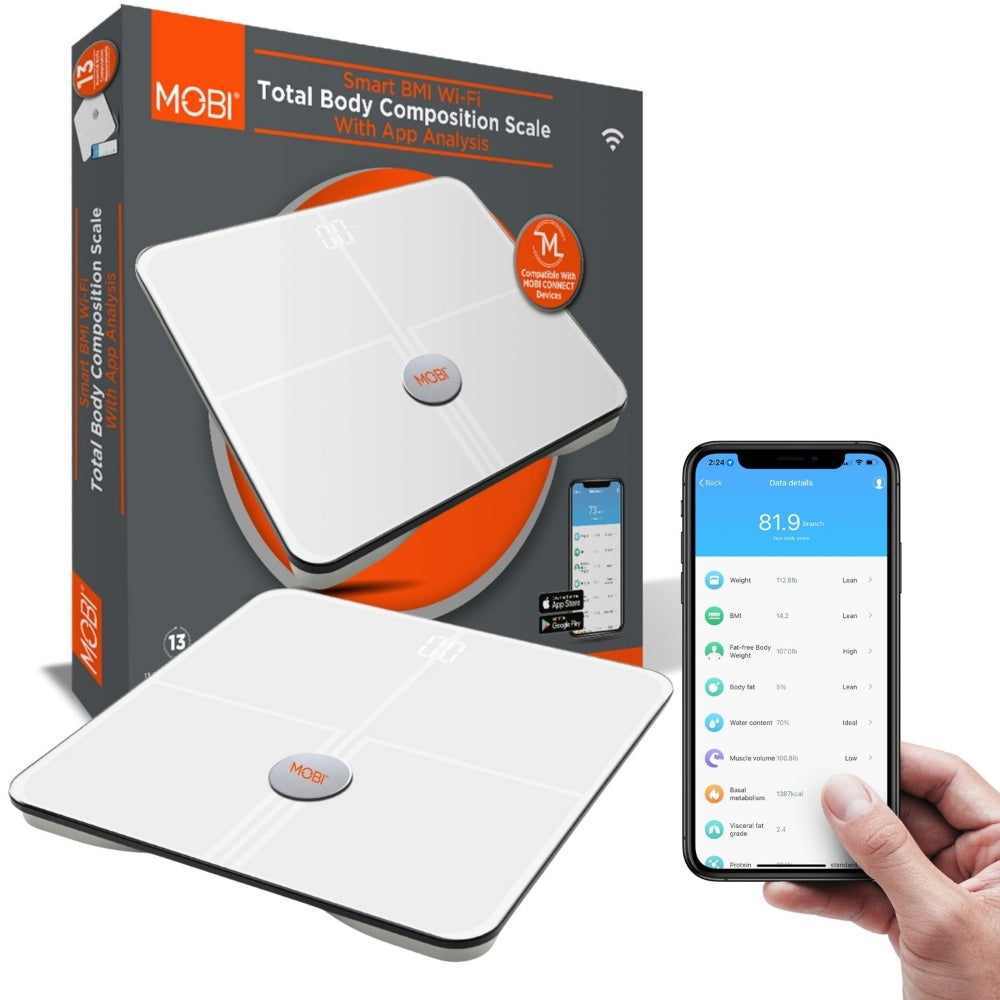 MOBI Smart Wi-Fi Scale BMI Total Body Composition 18 Total Body Measurements