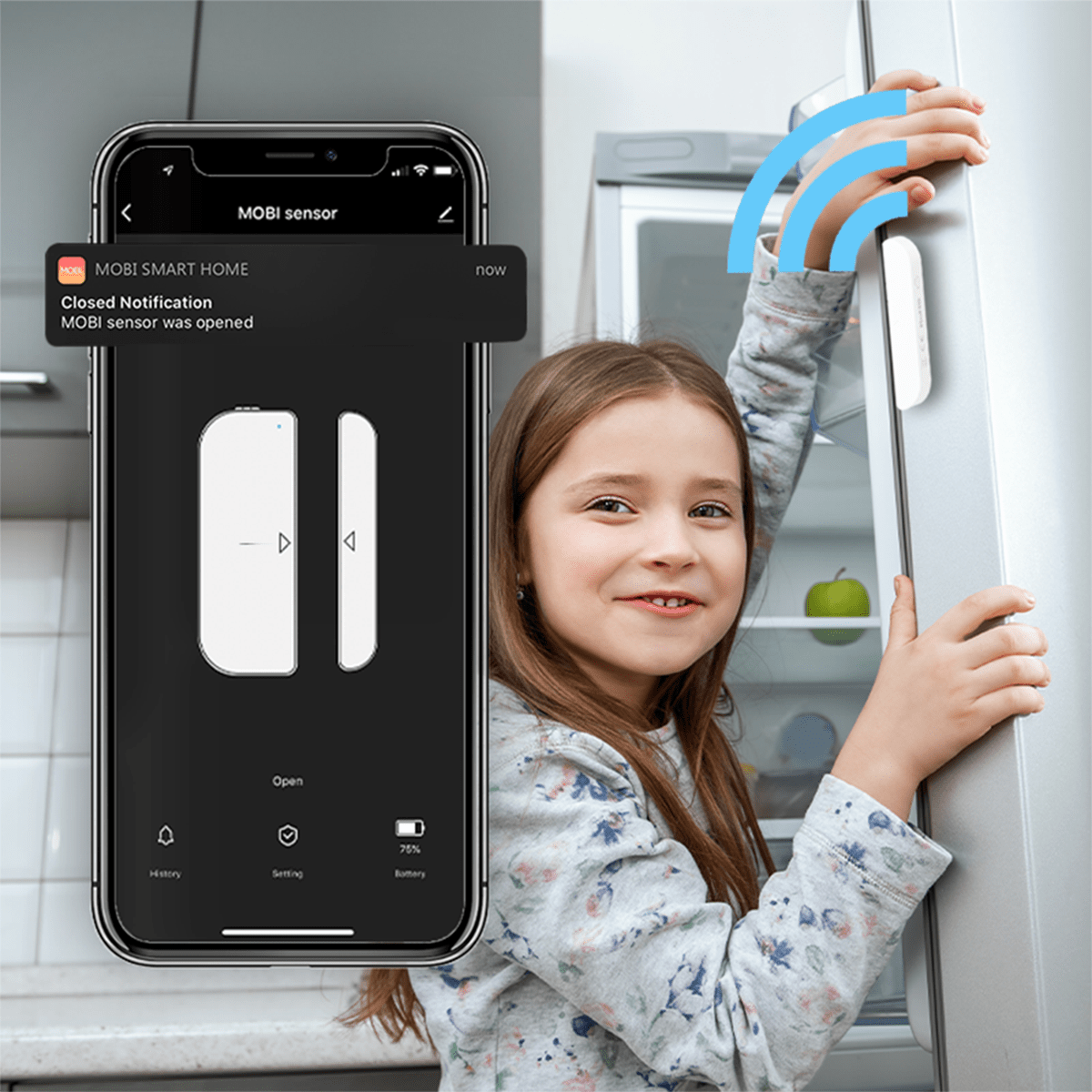 2pk Smart Wi - Fi Door & Window Sensor Real - Time Alerts, App Control, Easy Install - MOBI USA