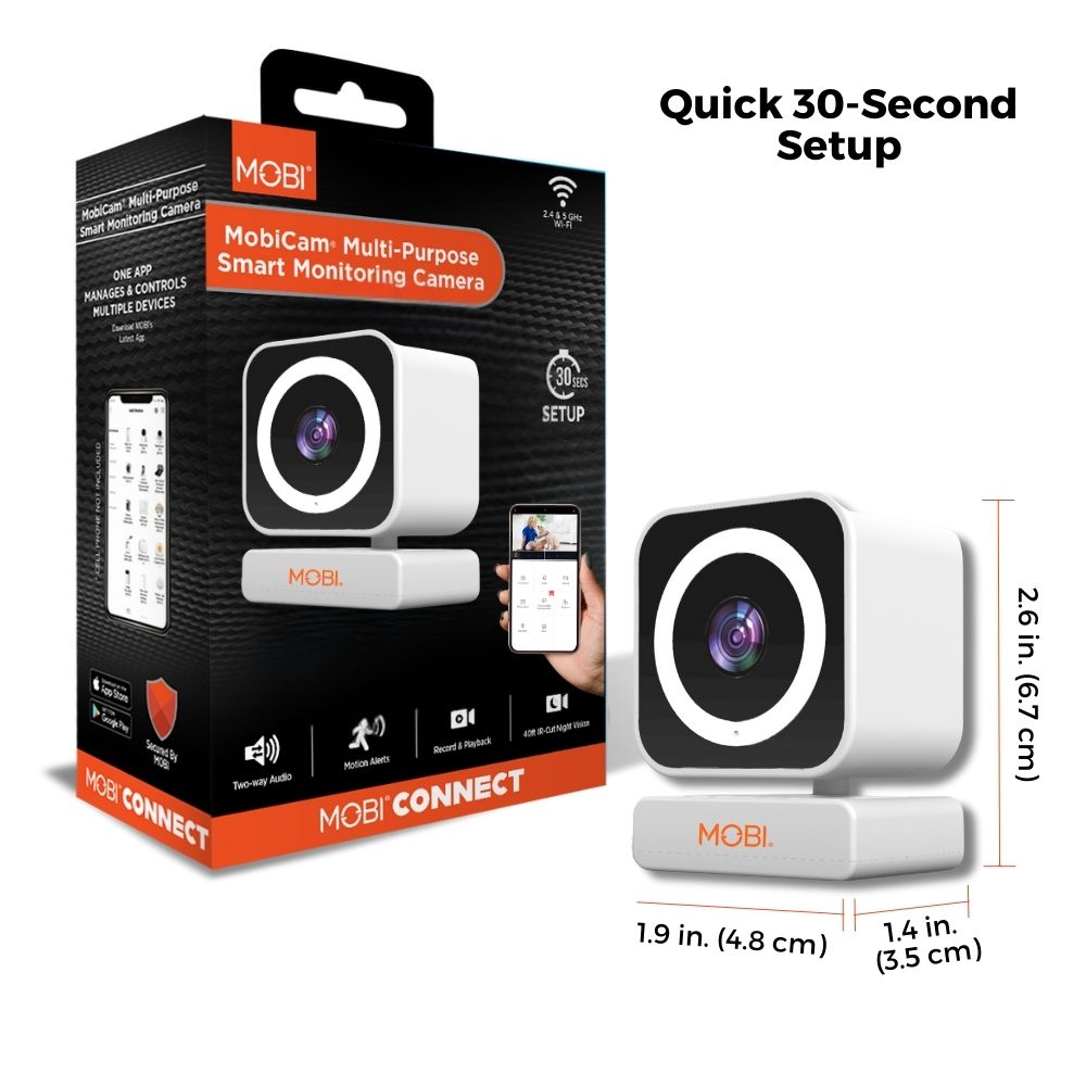 MobiCam MP Smart 3MP Camera with 2-Way Audio, Quick 30-Second Setup, Dual-Band Wi-Fi network (2.4 & 5.0 GHz), and BLE Connectivity