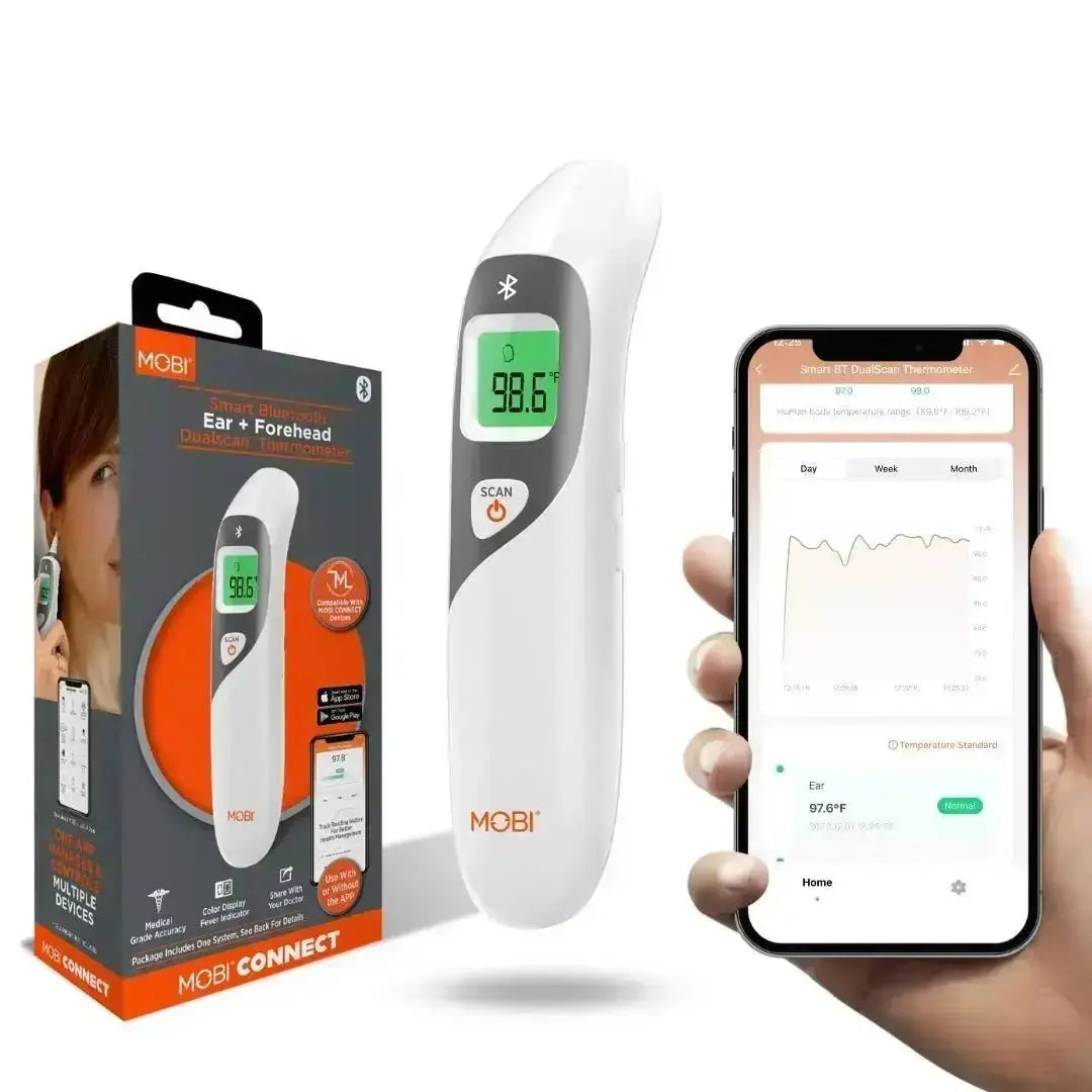 MOBI Home Clinic - Wi-Fi Otoscope, Bluetooth Blood Pressure Monitor, Oximeter & DualScan Thermometer Bundle - MOBI USA