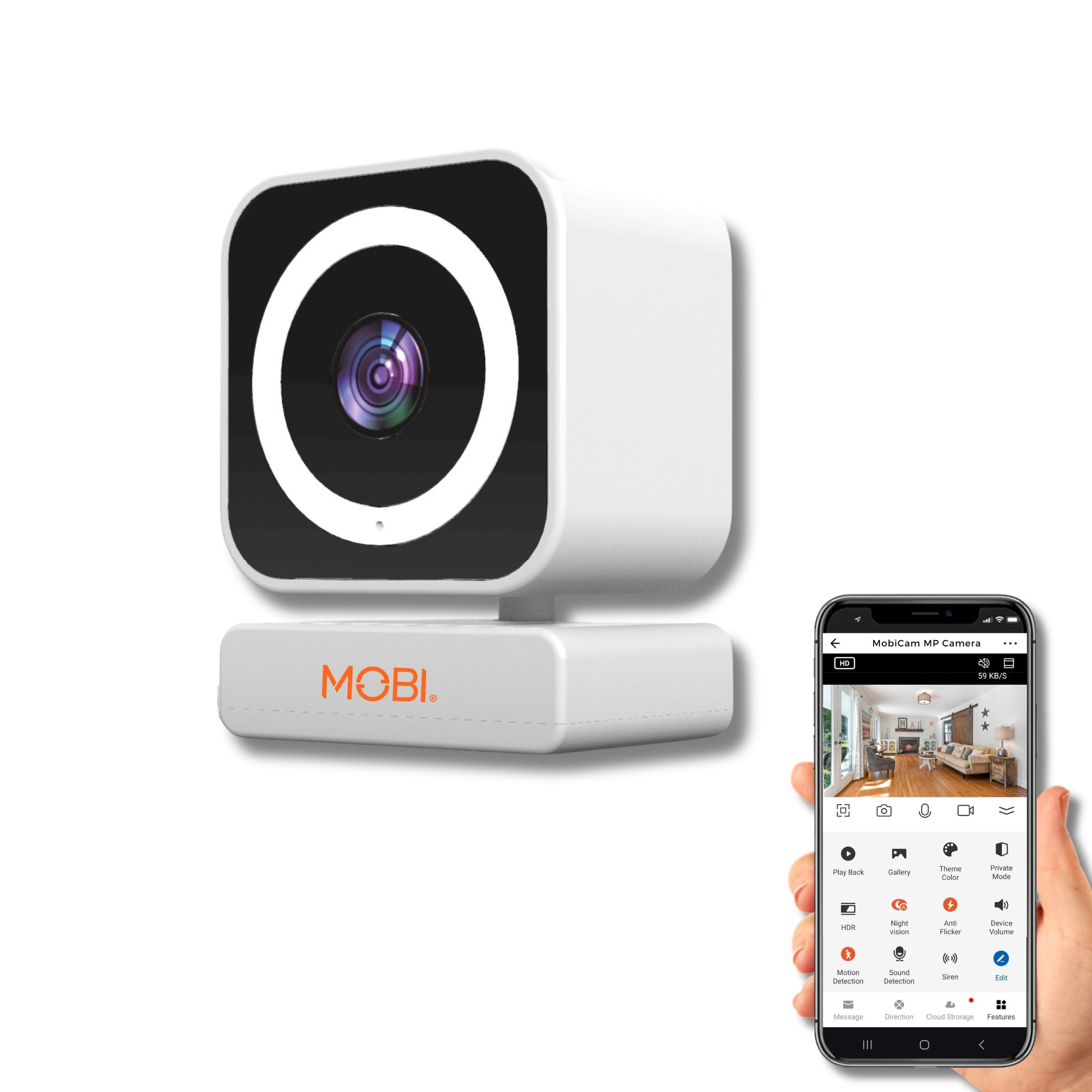 MobiCam MP Smart 3MP Camera with 2-Way Audio, Quick 30-Second Setup, Dual-Band Wi-Fi network (2.4 & 5.0 GHz), and BLE Connectivity