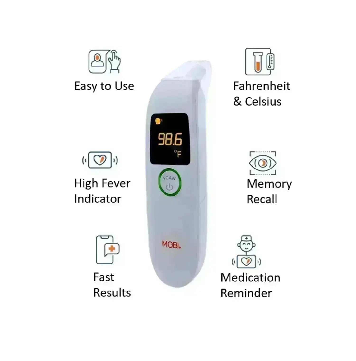 Mobi Ear & Forehead Thermometer, FeverTrack