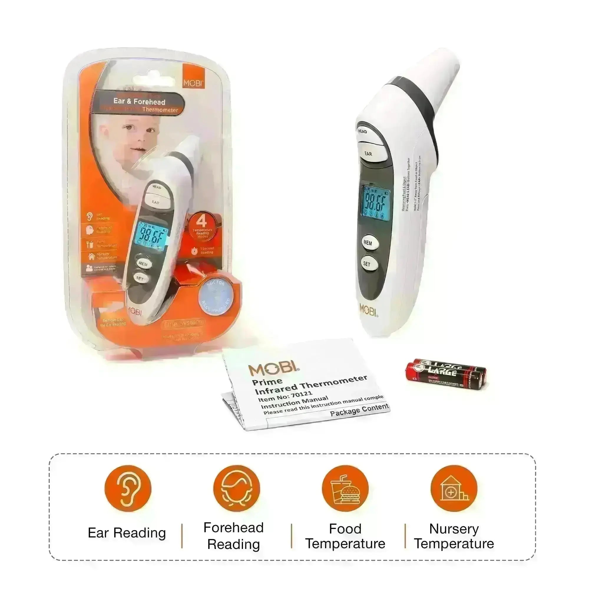 Mobi DualScan Prime Digital Forehead & Ear Thermometer