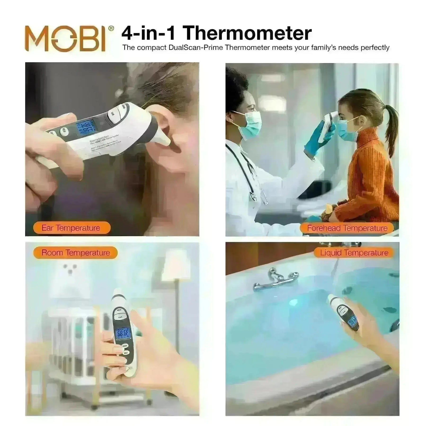 Mobi DualScan Prime Digital Forehead & Ear Thermometer - MOBI USA