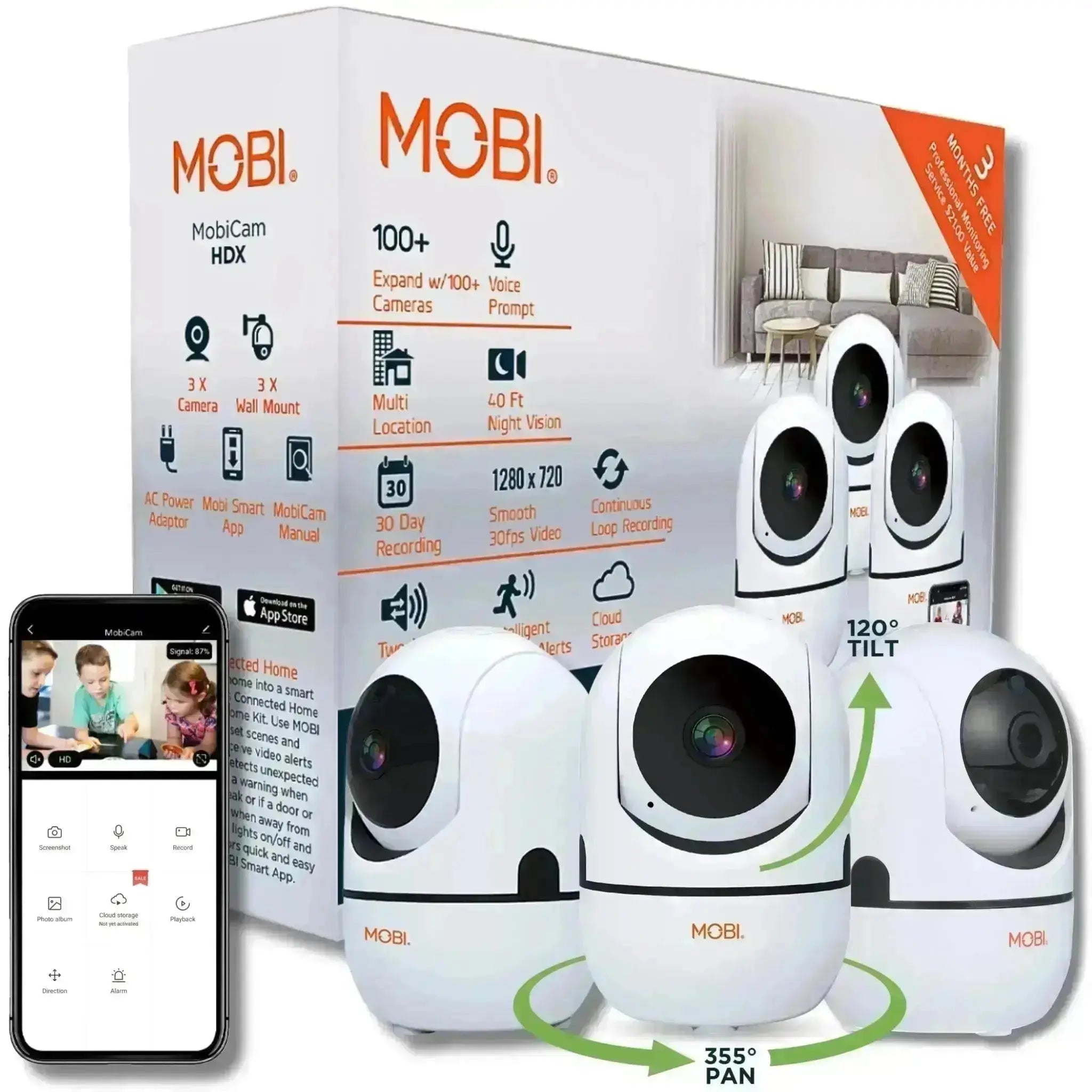 MobiCam HDX Pan & Tilt Monitoring Camera 3-Pack