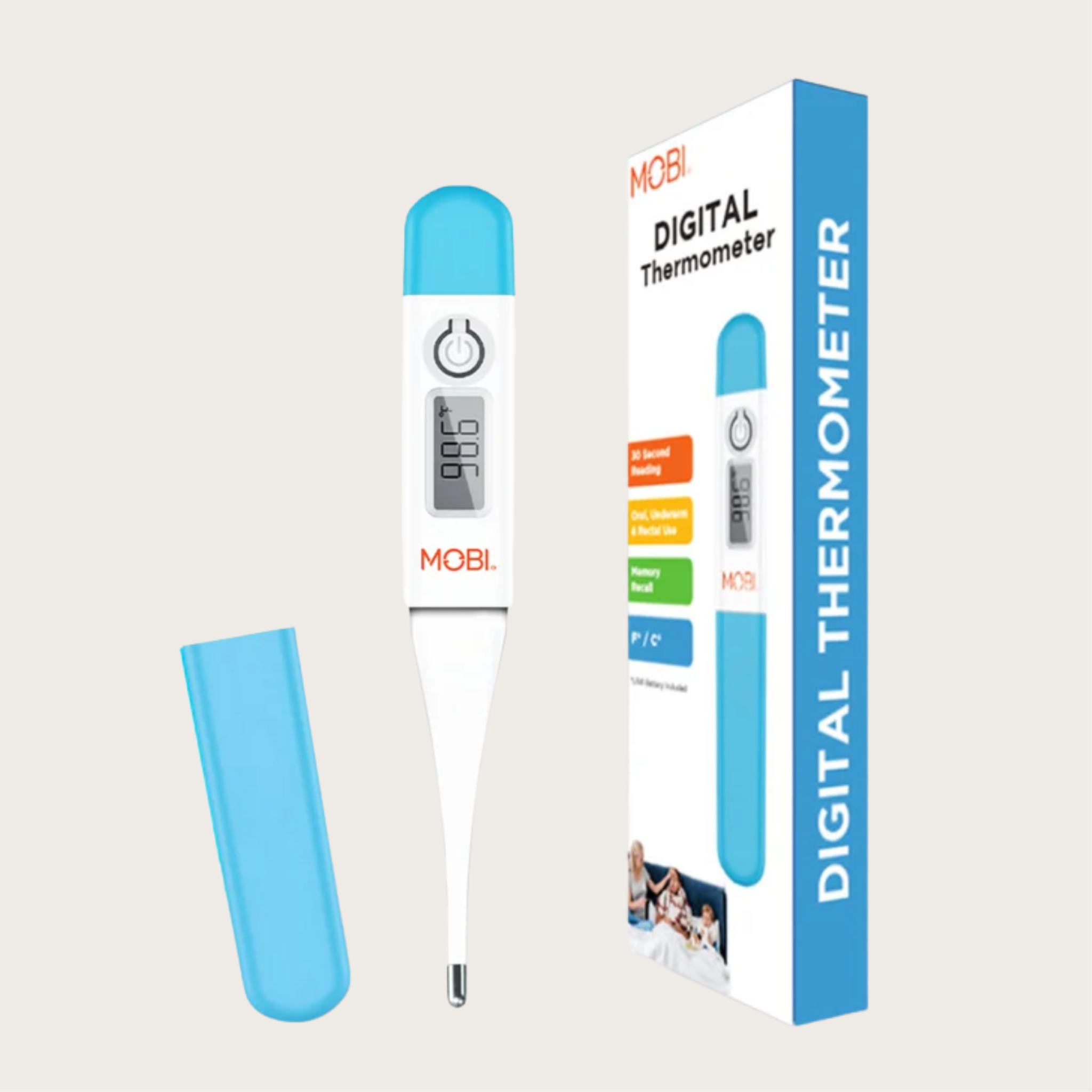 Oral Digital Thermometer with Protective Cover