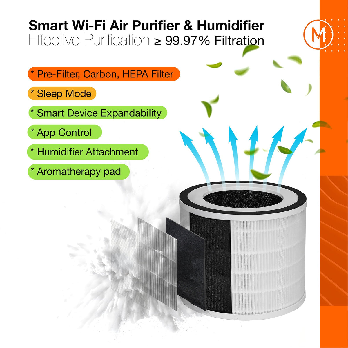 MOBI Smart 4-in-1 Air Purifier & Humidifier | HEPA H13, Aromatherapy ...