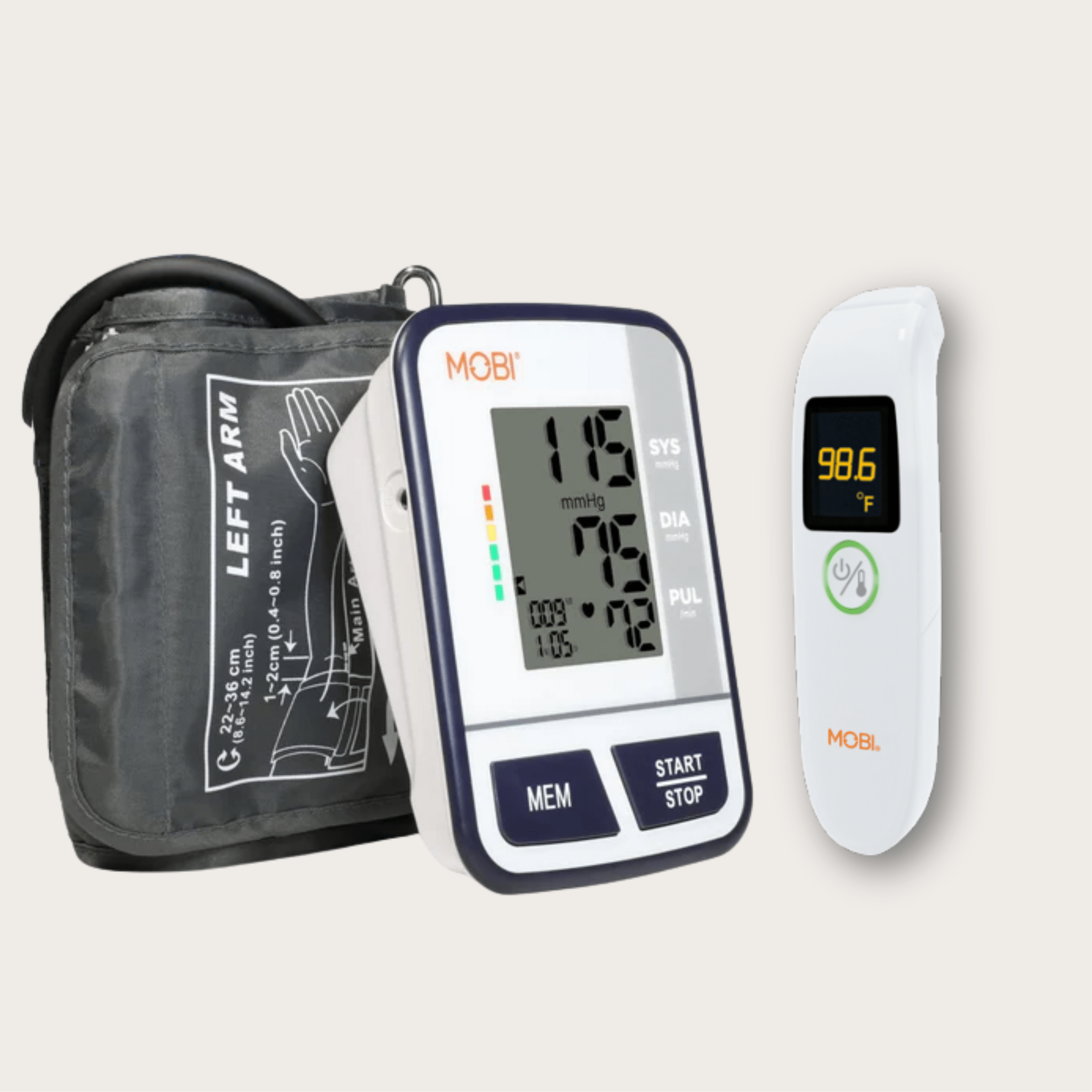 Blood Pressure Monitor and DualScan FeverTrack Thermometer Bundle - MOBI USA