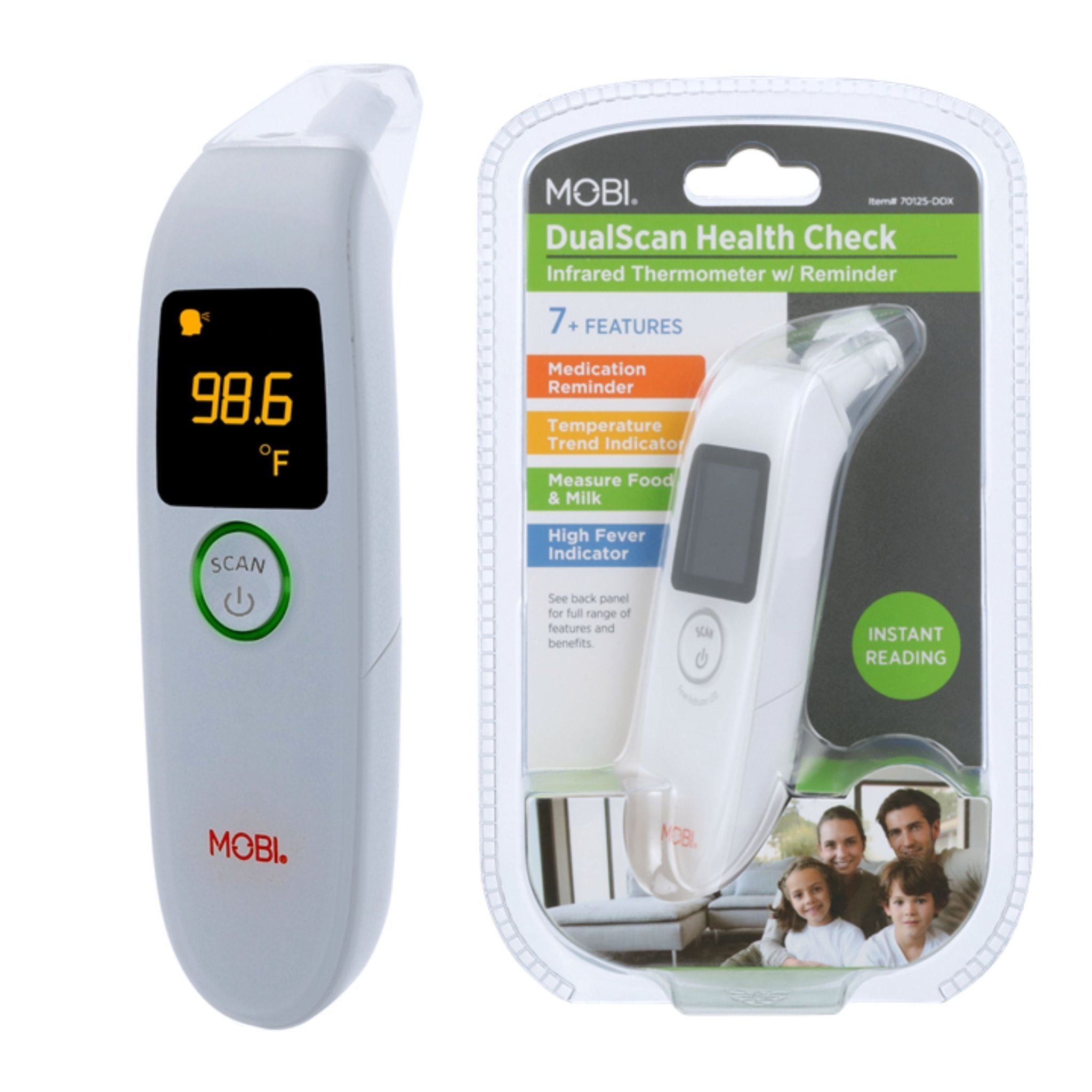 DualScan Health Check Ear & Forehead Thermometer with Medication Reminder Alarm - MOBI USA