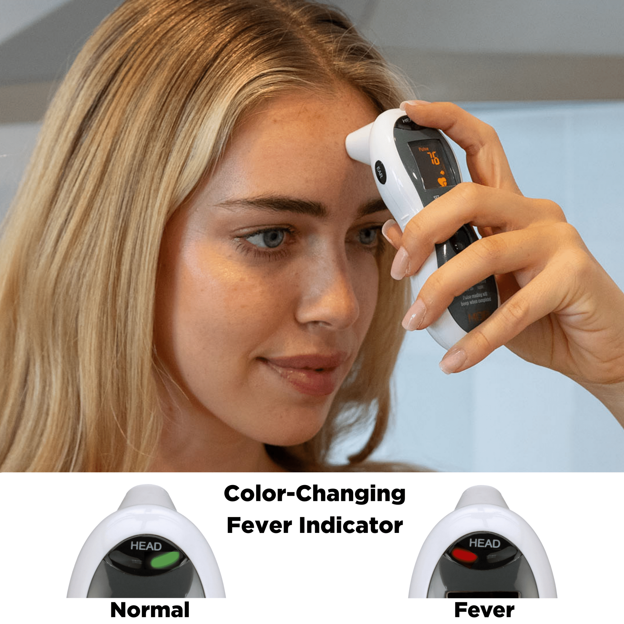 DualScan Ultra Pulse Talking Ear & Forehead Thermometer with 10+ Features - MOBI USA