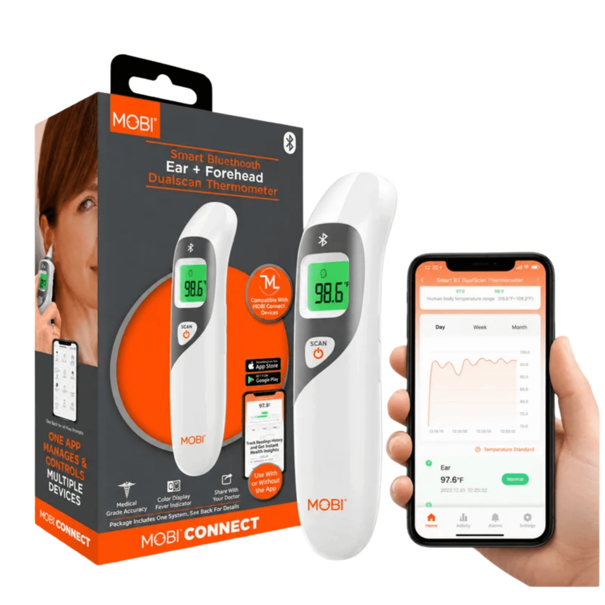 MOBI DualScan Ear & Forehead Bluetooth Digital Thermometer - MOBI USA