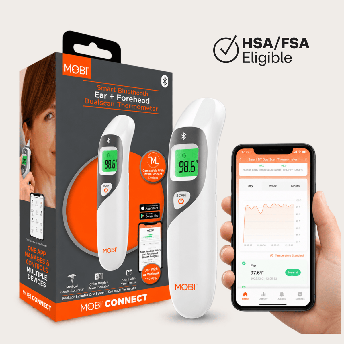 MOBI DualScan Ear & Forehead Bluetooth Digital Thermometer - MOBI USA