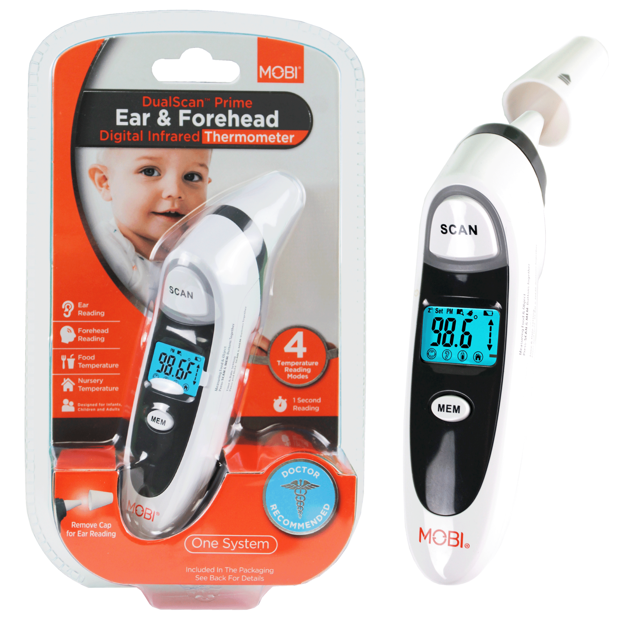 Mobi DualScan Prime Digital Forehead & Ear Thermometer - MOBI USA
