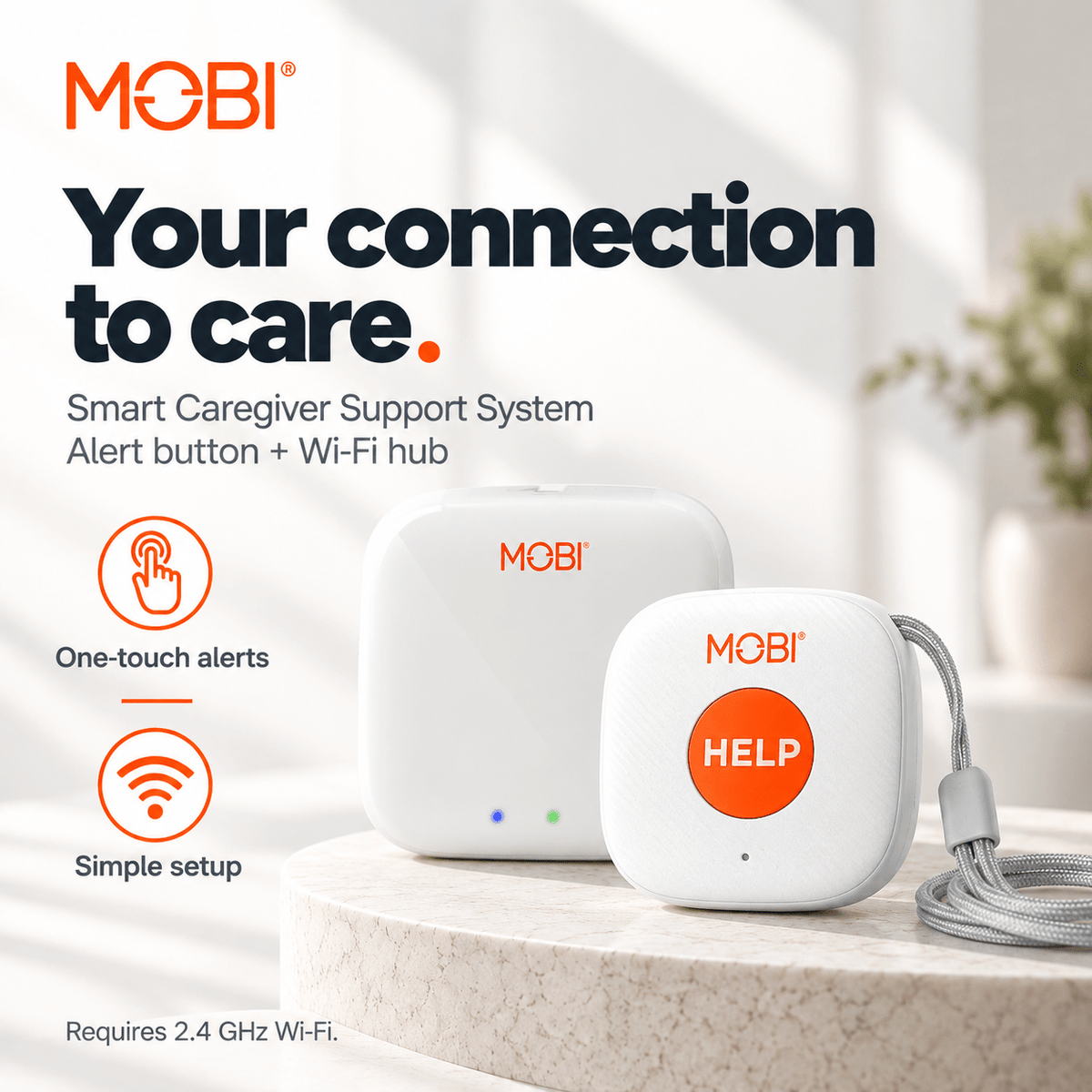 MOBI Smart Wi-Fi Caregiver Support Monitoring System & Alert Button - MOBI USA