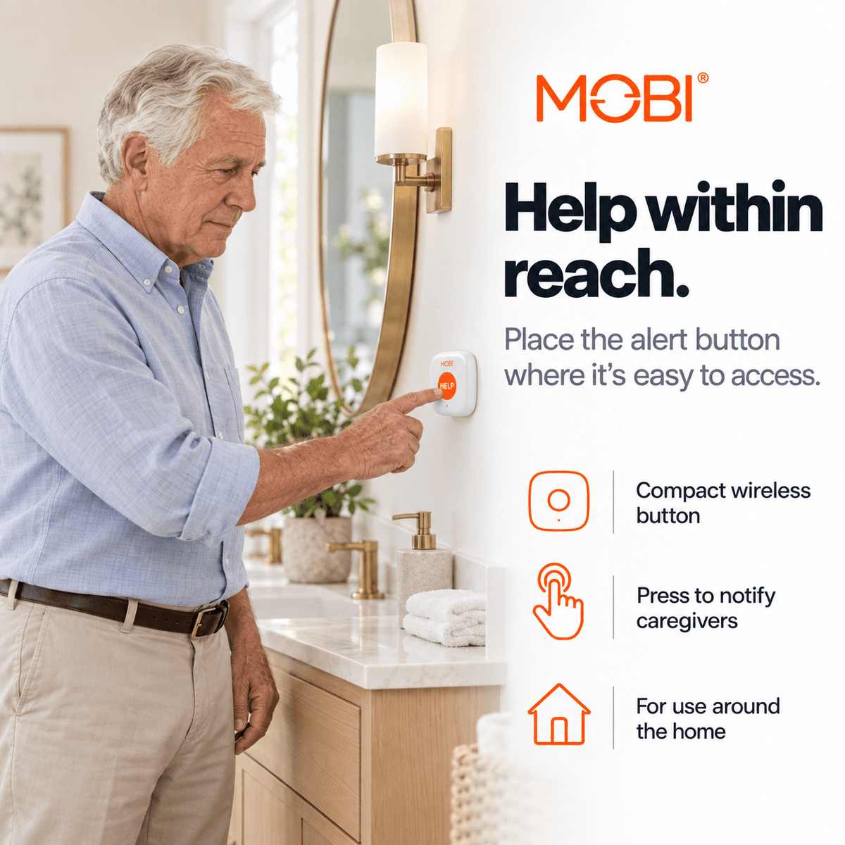 MOBI Smart Wi-Fi Caregiver Support Monitoring System & Alert Button - MOBI USA