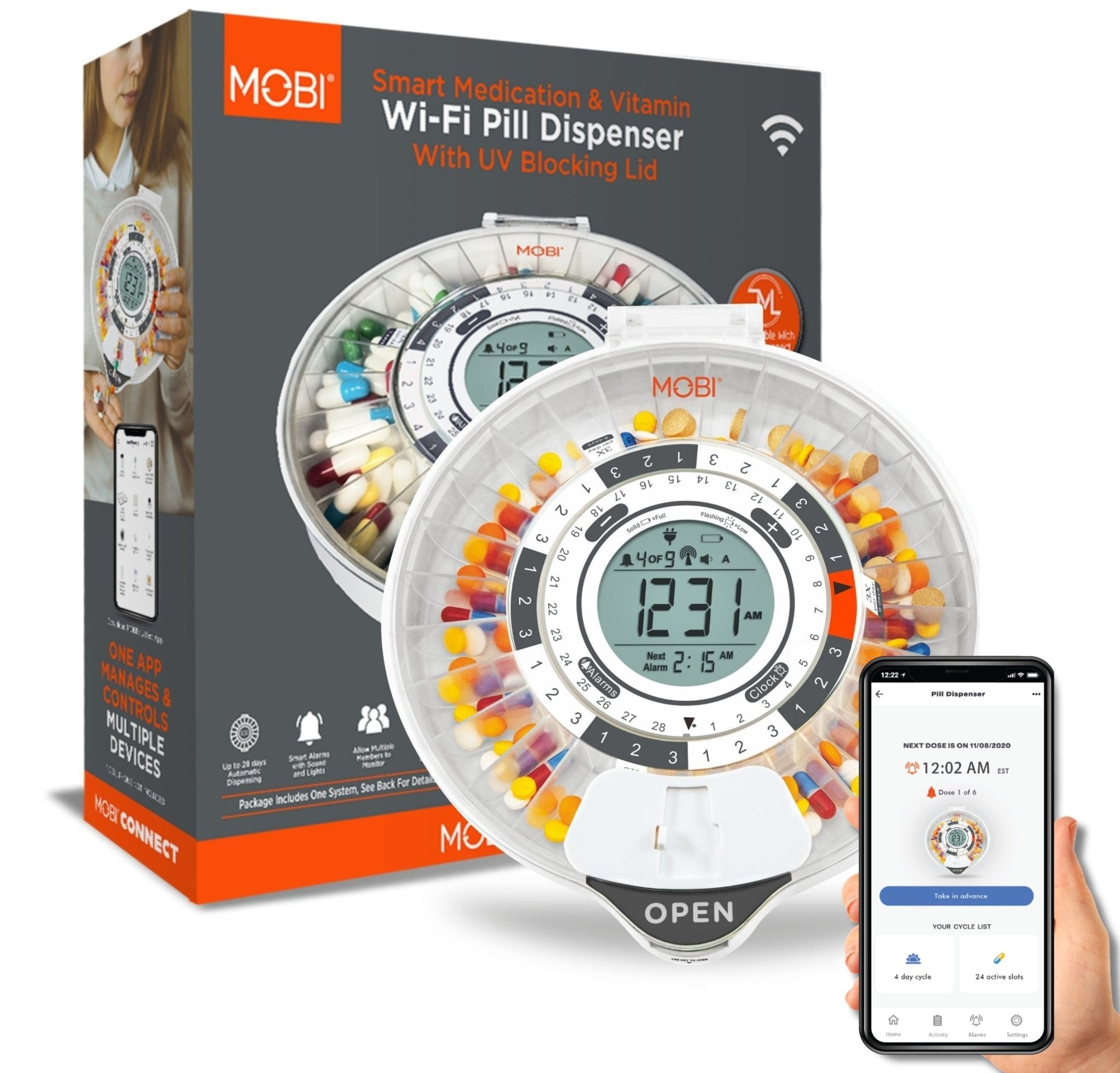 MOBI Smart Wi-Fi Pill/Medication Dispenser With 28 Day Capacity - MOBI USA