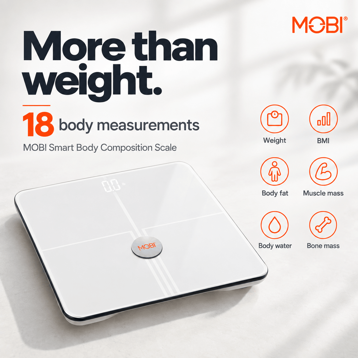MOBI Smart Wi-Fi Scale BMI Total Body Composition 18 Total Body Measurements - MOBI USA