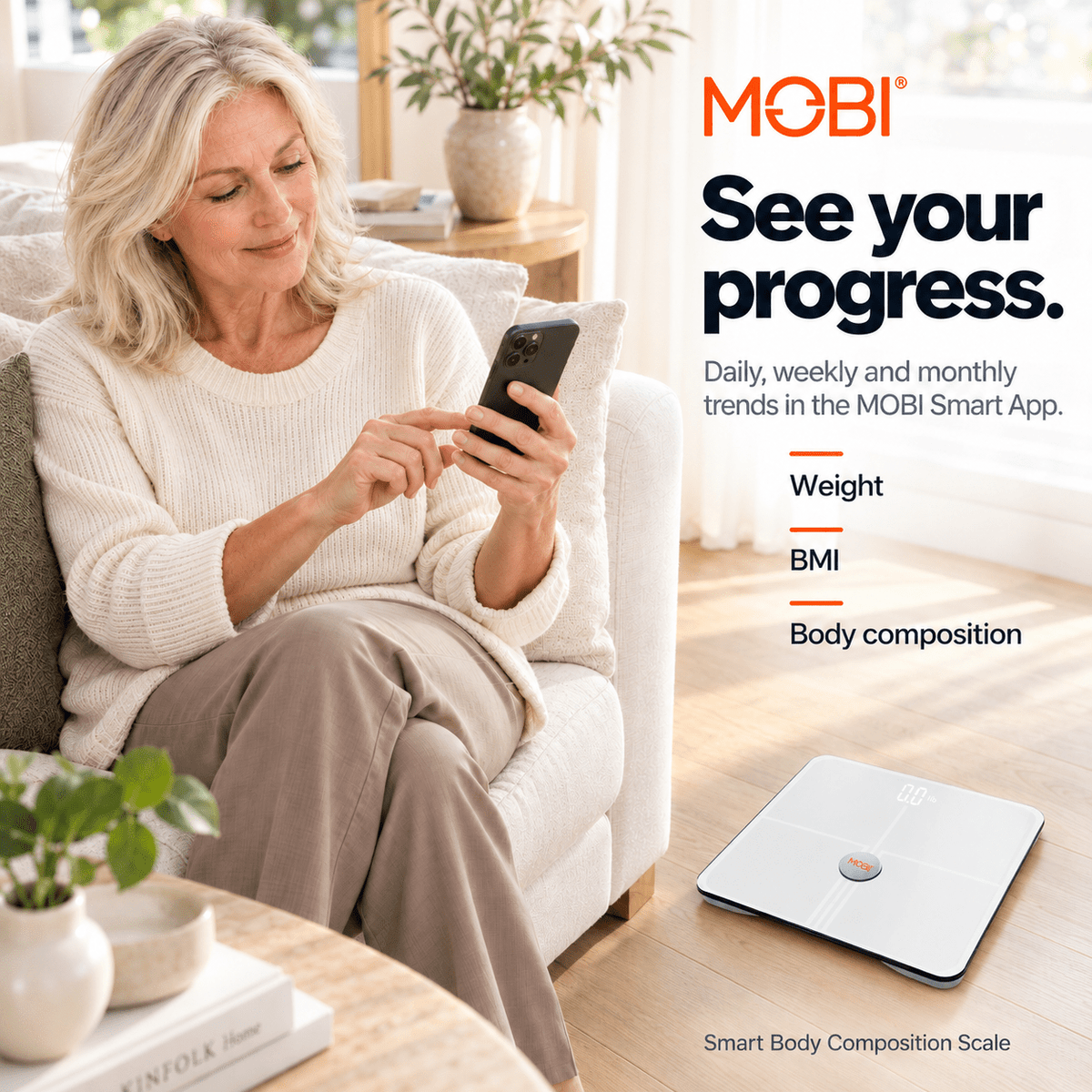 MOBI Smart Wi-Fi Scale BMI Total Body Composition 18 Total Body Measurements - MOBI USA