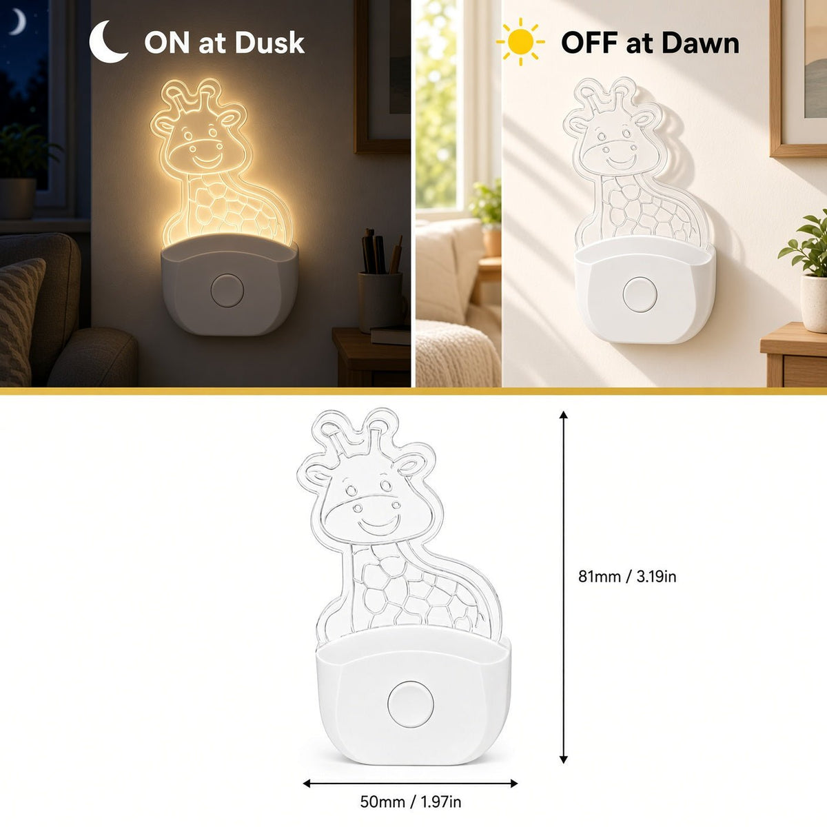 MOBI WallMate Plug-In Nightlight Safari Themed - MOBI USA