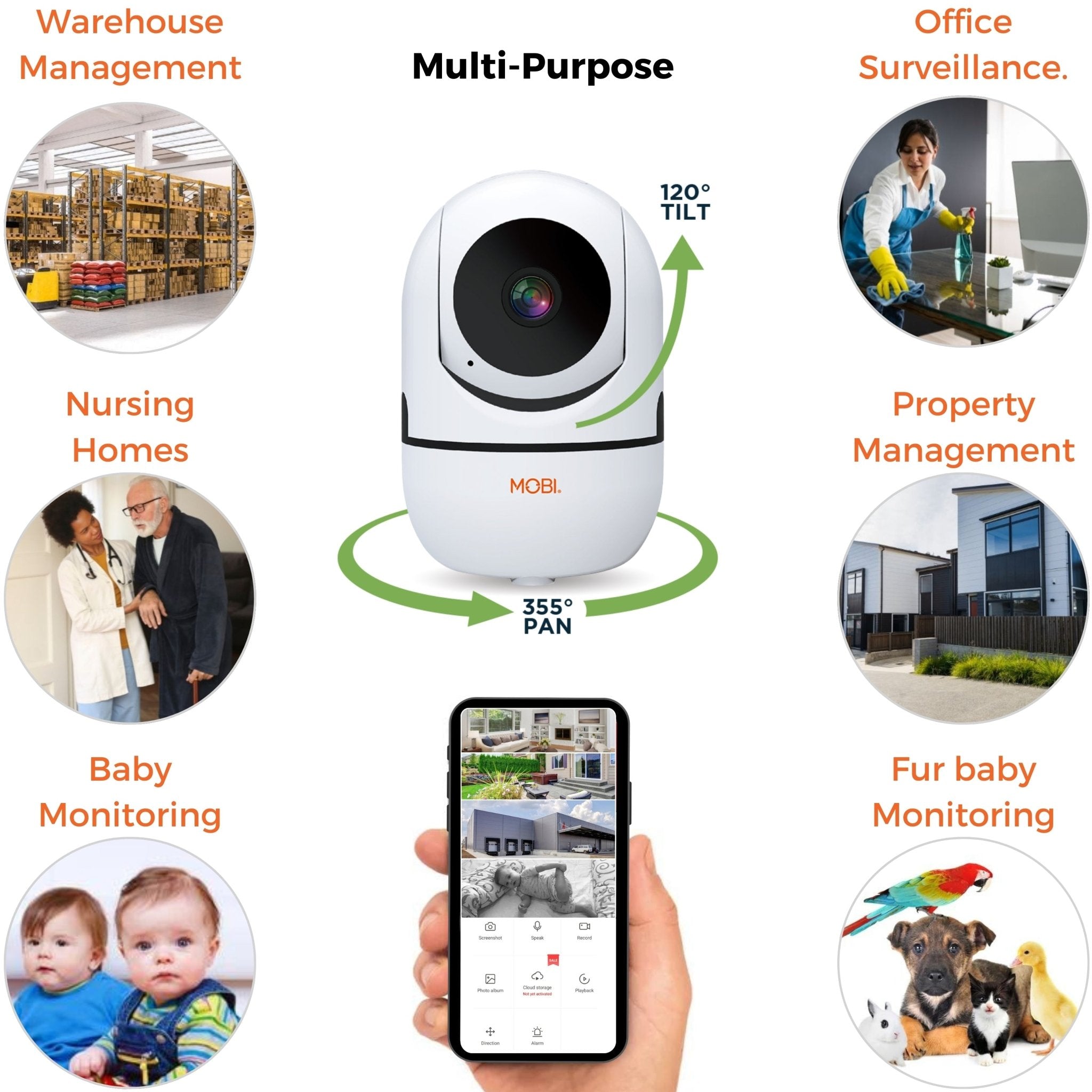 MobiCam HDX Wi - Fi Pan & Tilt Smart Nursery, Elderly & Home Monitoring Camera (Free shipping) - MOBI USA