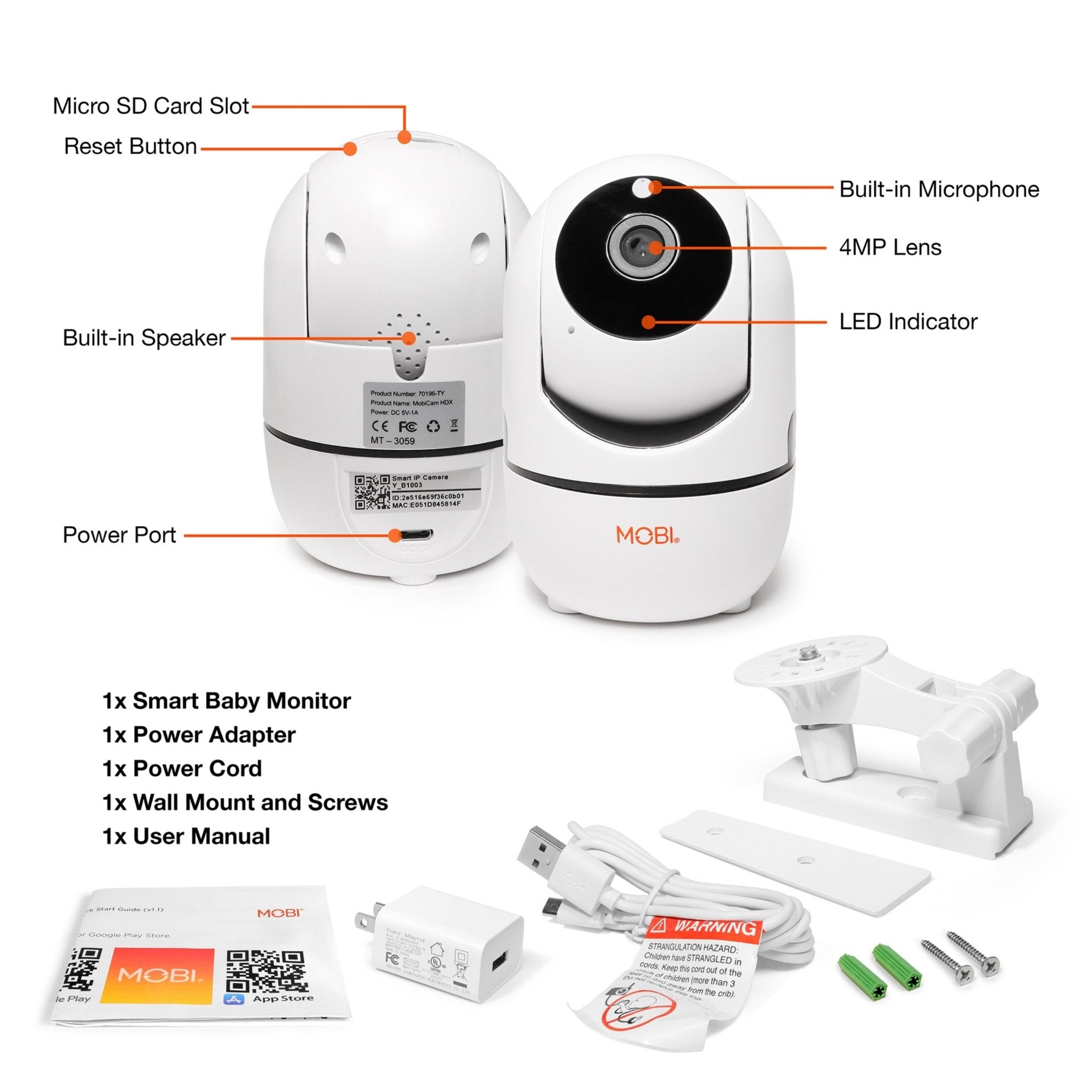 MobiCam HDX Wi - Fi Pan & Tilt Smart Nursery, Elderly & Home Monitoring Camera (Free shipping) - MOBI USA