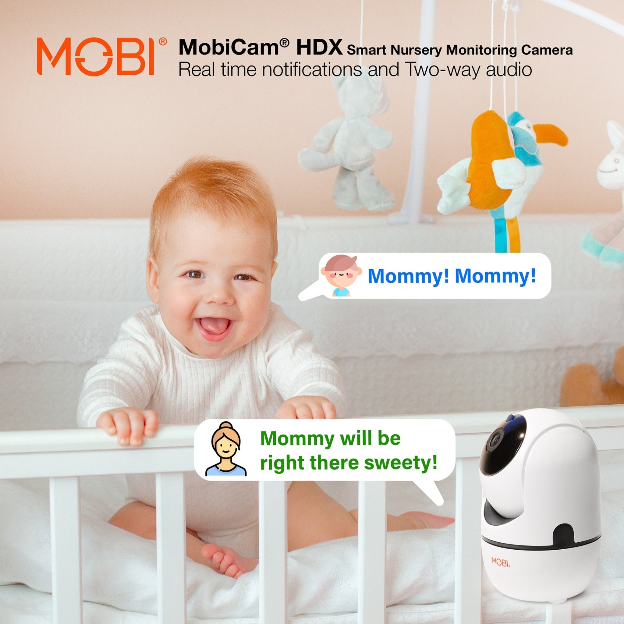 MobiCam HDX Wi - Fi Pan & Tilt Smart Nursery, Elderly & Home Monitoring Camera (Free shipping) - MOBI USA