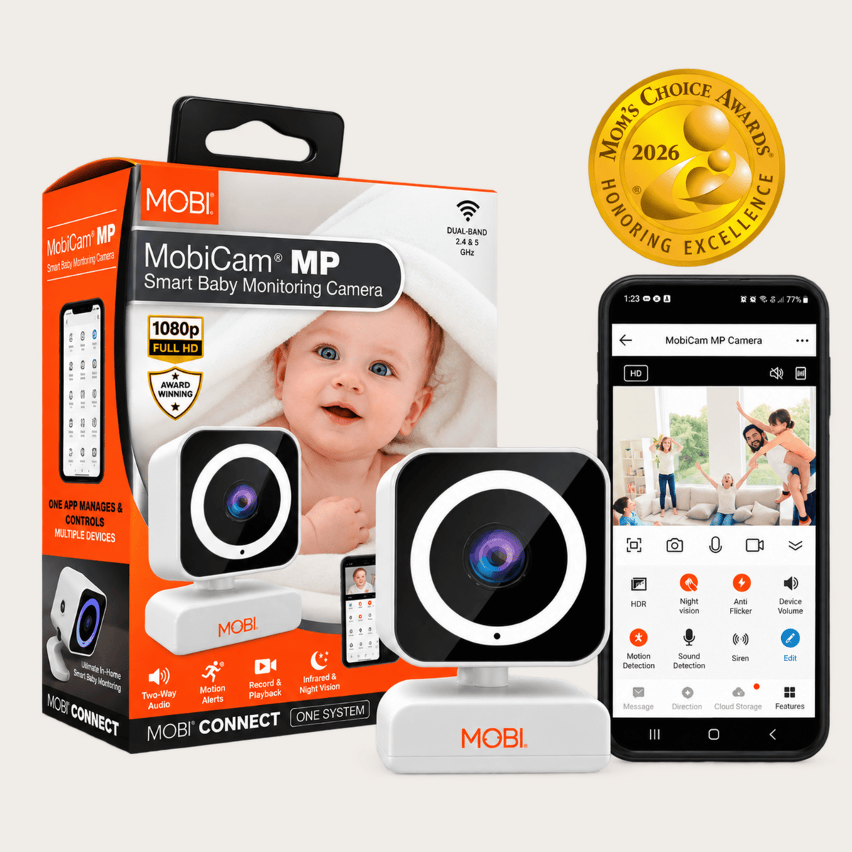 MobiCam MP Smart Baby & Home Monitor – 3MP 1080p, Dual Band Wi‑Fi - MOBI USA
