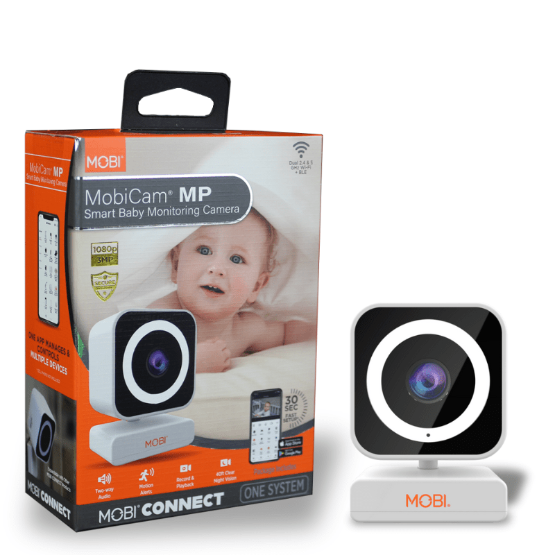 MobiCam MP Smart Baby & Home Monitor Camera, MobiCam MP Pet Camera, AI Motion Detection, 3 Megapixel, 2 - Way Audio, Night Vision, Dual - Band Wi - Fi (2.4/5GHz), BLE Connectivity, Fast 30 - Second Setup - MOBI USA