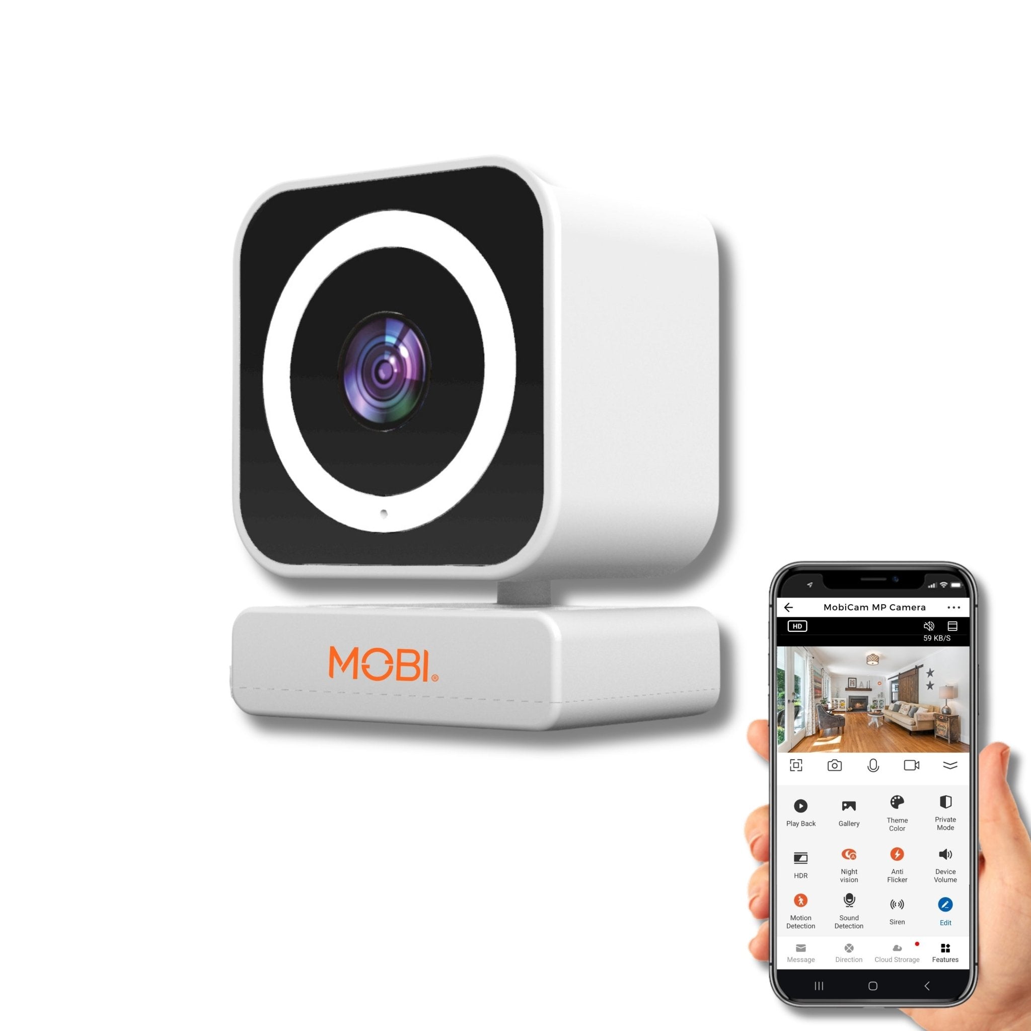 MobiCam MP Smart Nursery, Elderly, PET & Home Monitoring Camera with Dual band and BLE Connectivity - MOBI USA