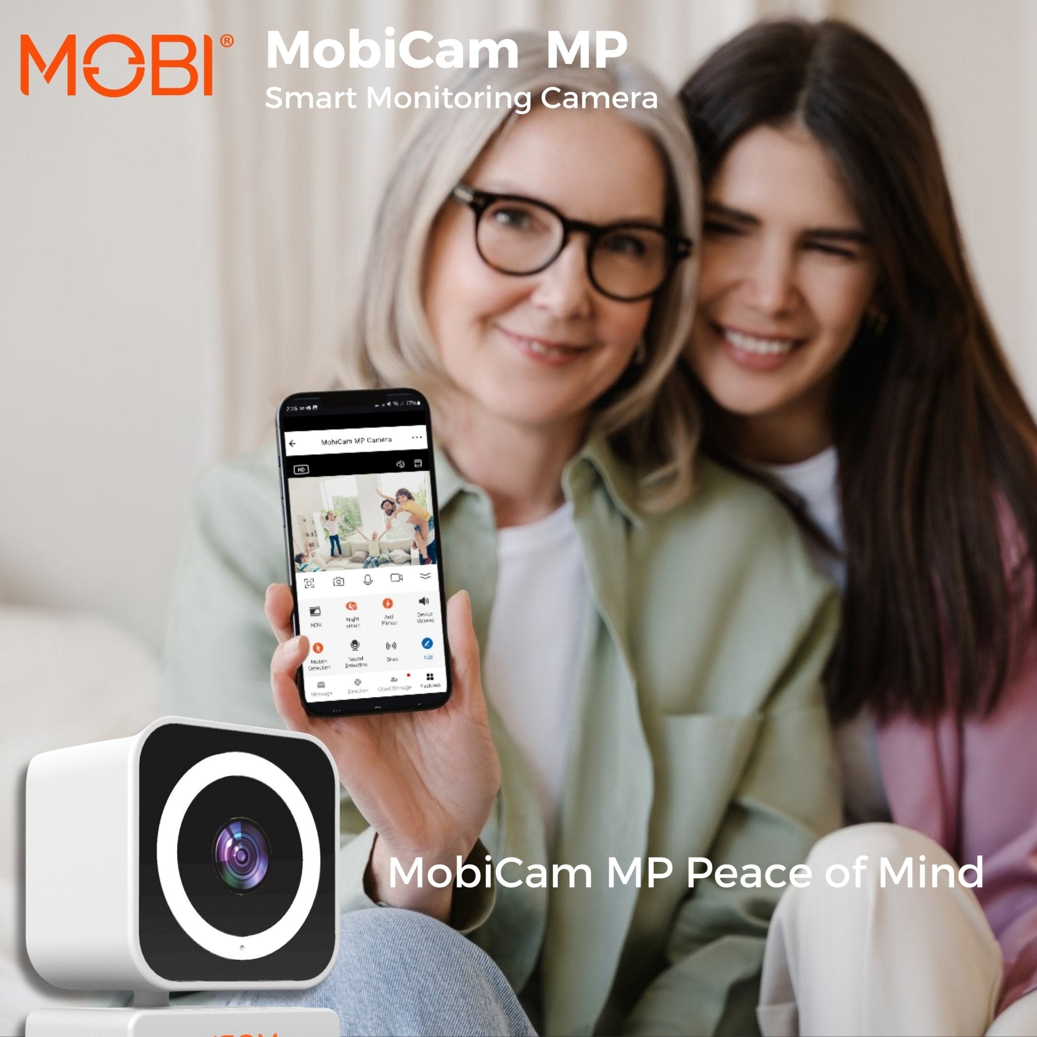 MobiCam MP Smart Nursery, Elderly, PET & Home Monitoring Camera with Dual band and BLE Connectivity - MOBI USA